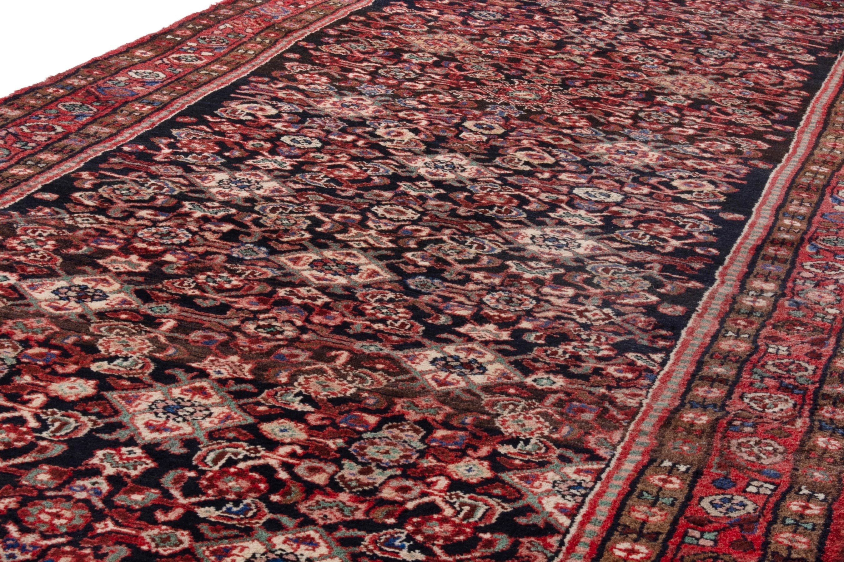 Persian Hamedan runner rug in burgundy and deep red, view 7 of 20