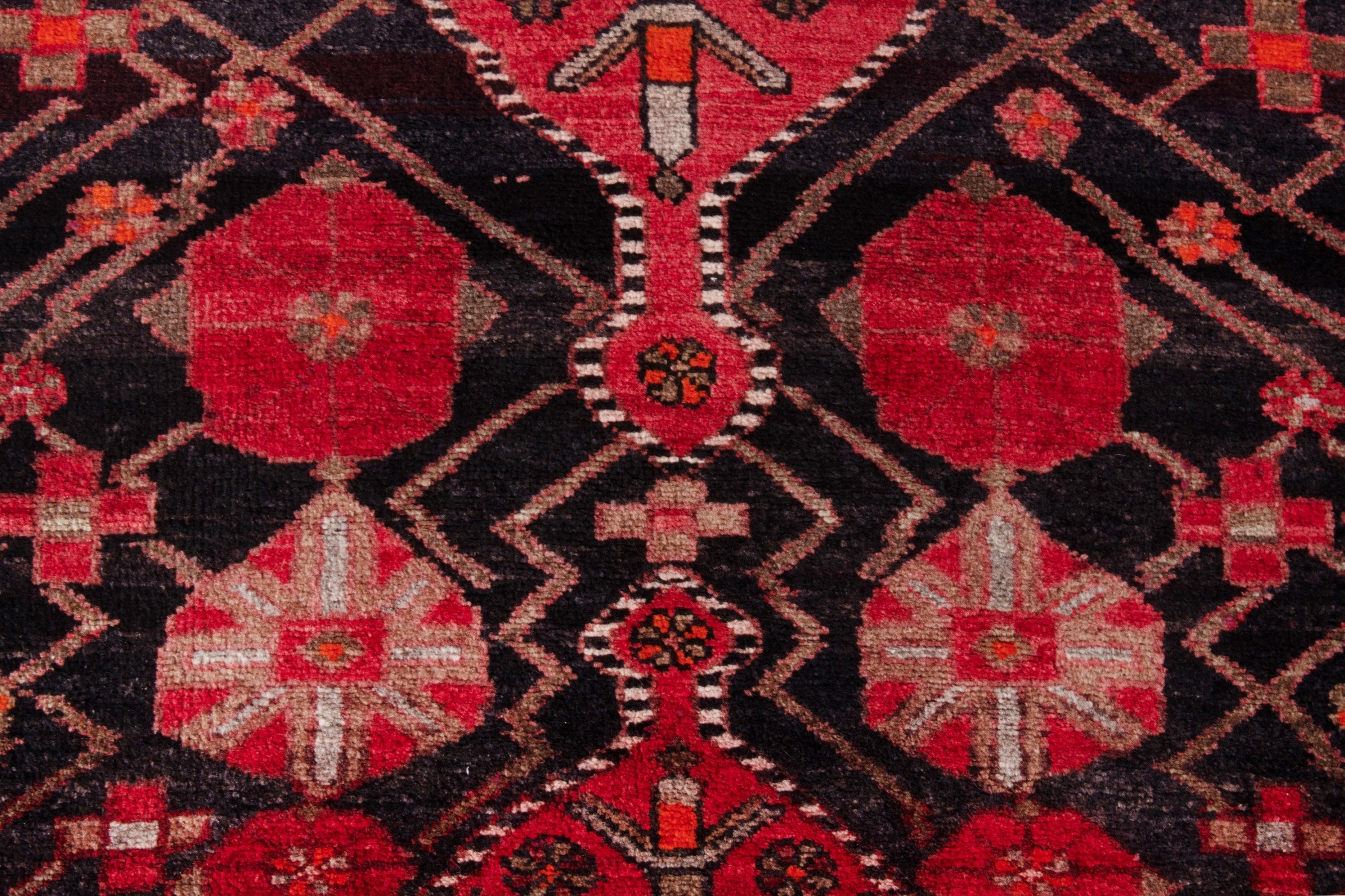 Persian Hamedan runner rug in navy and deep red, view 13 of 20