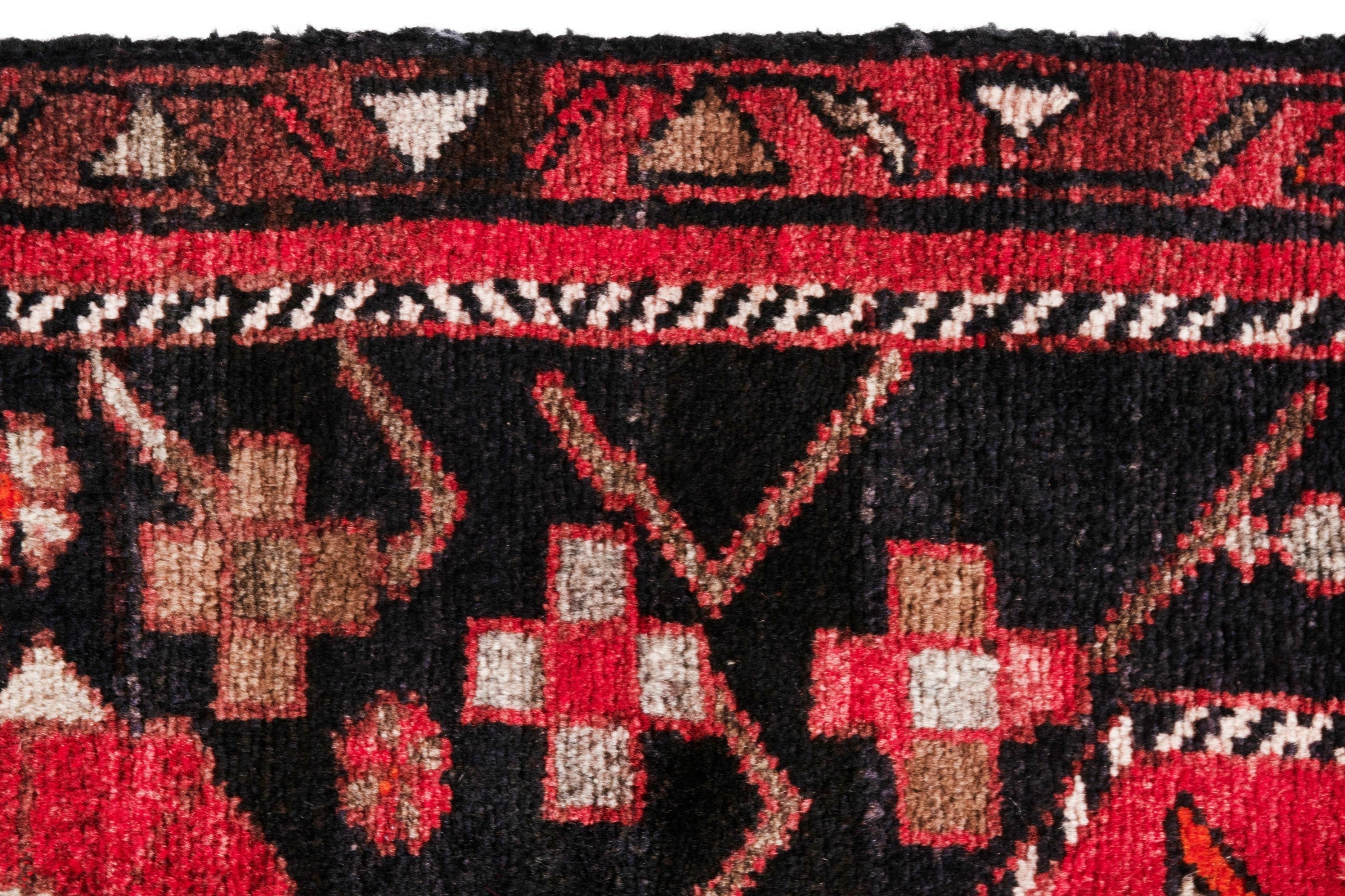 Persian Hamedan runner rug in navy and deep red, view 11 of 20