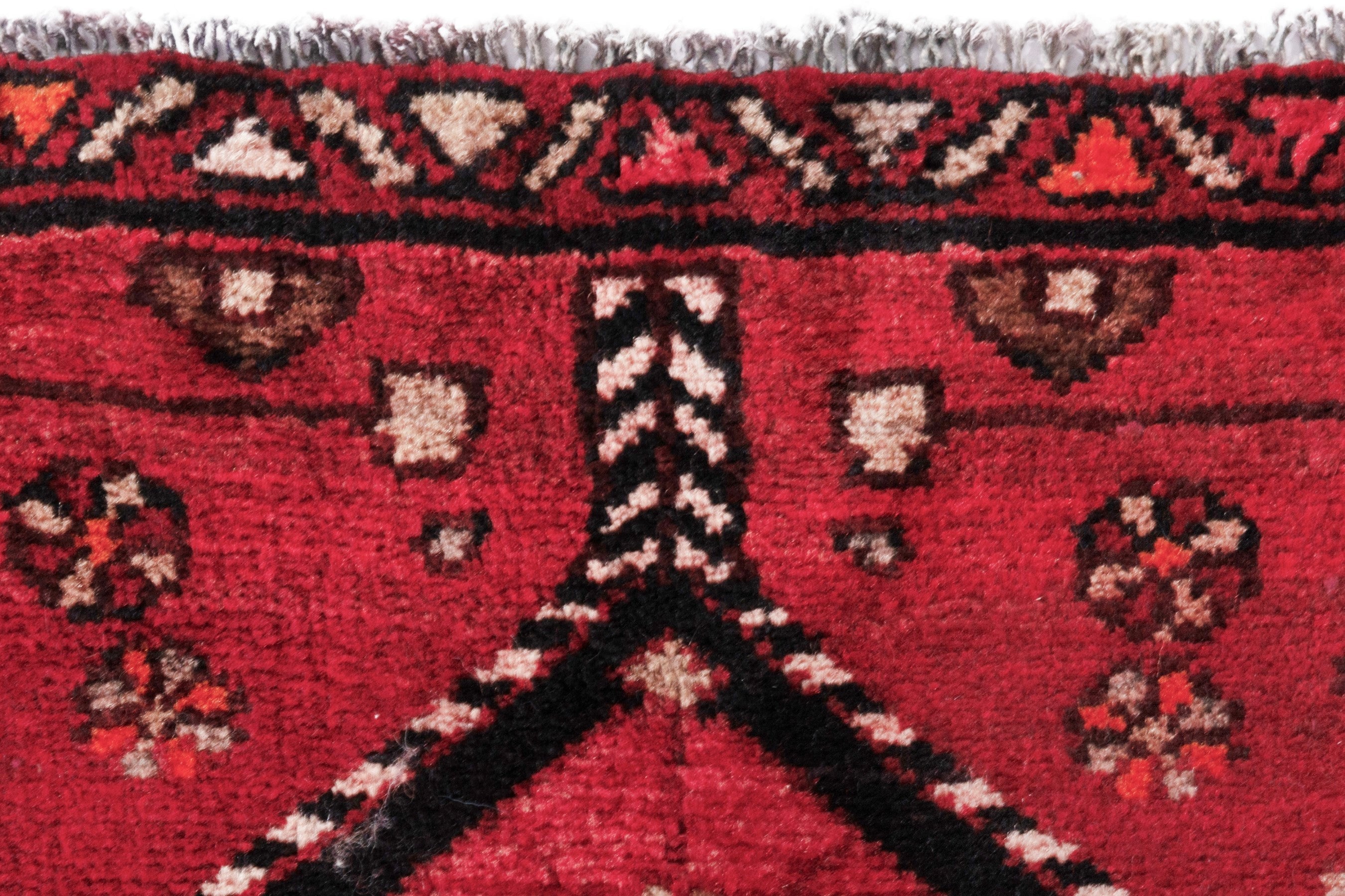 Persian Hamedan runner rug in navy and deep red, view 12 of 20
