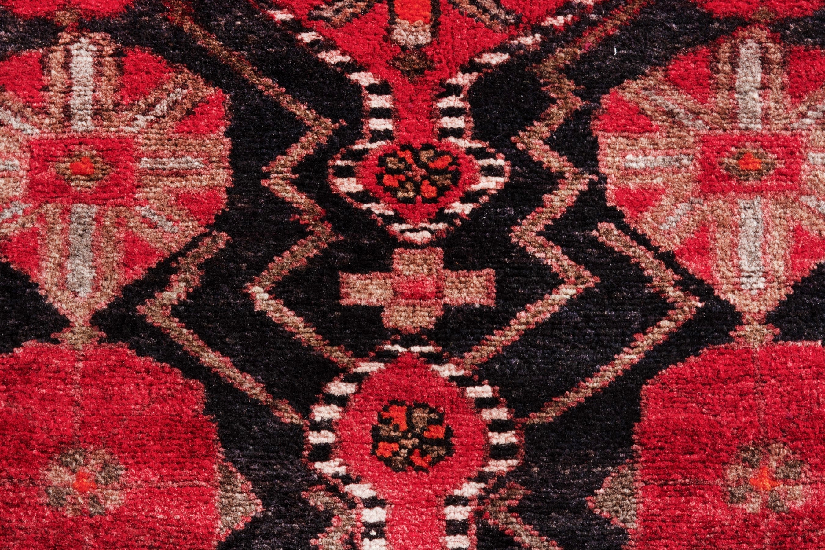 Persian Hamedan runner rug in navy and deep red, view 16 of 20