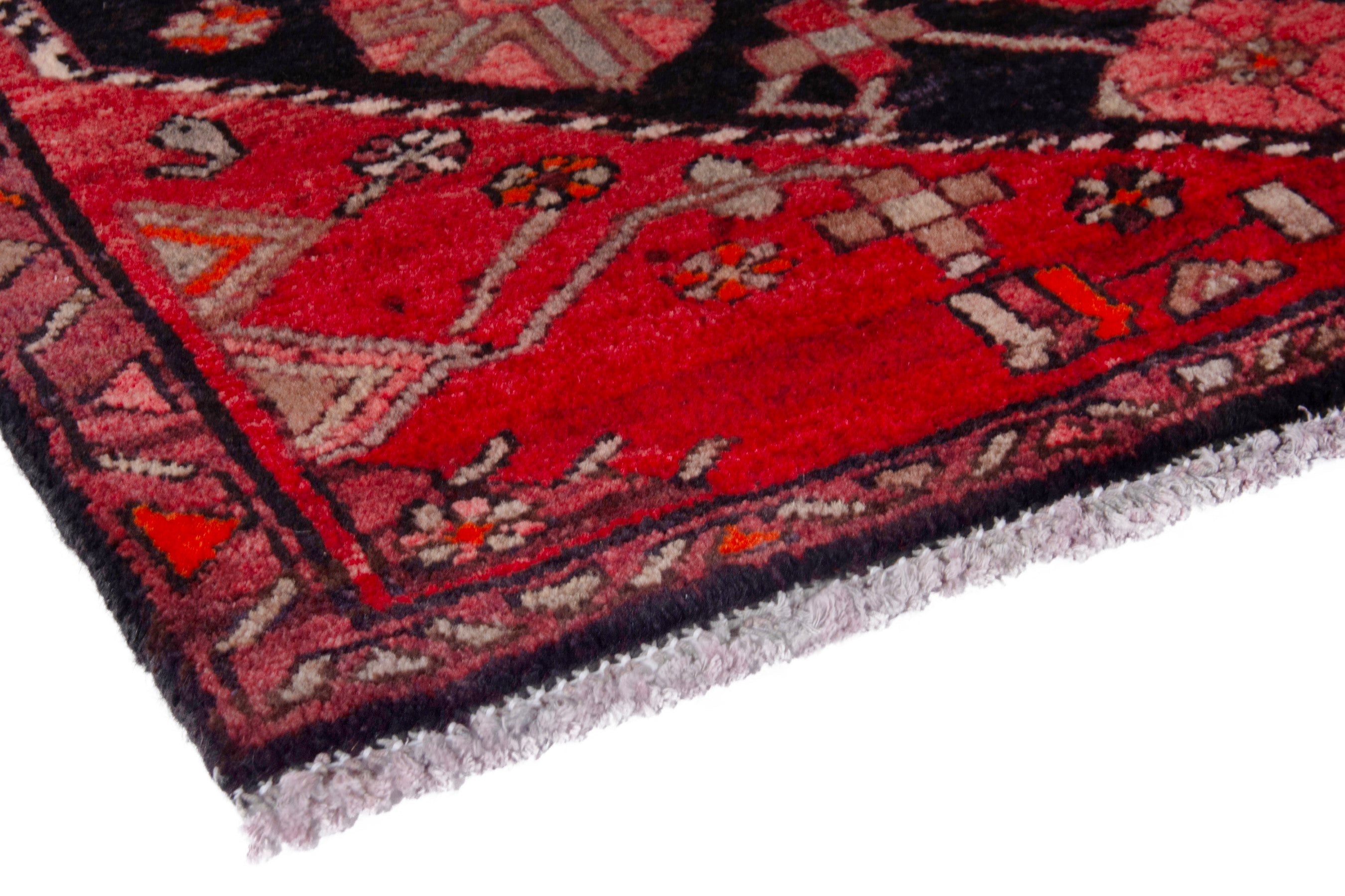 Persian Hamedan runner rug in navy and deep red, view 4 of 20