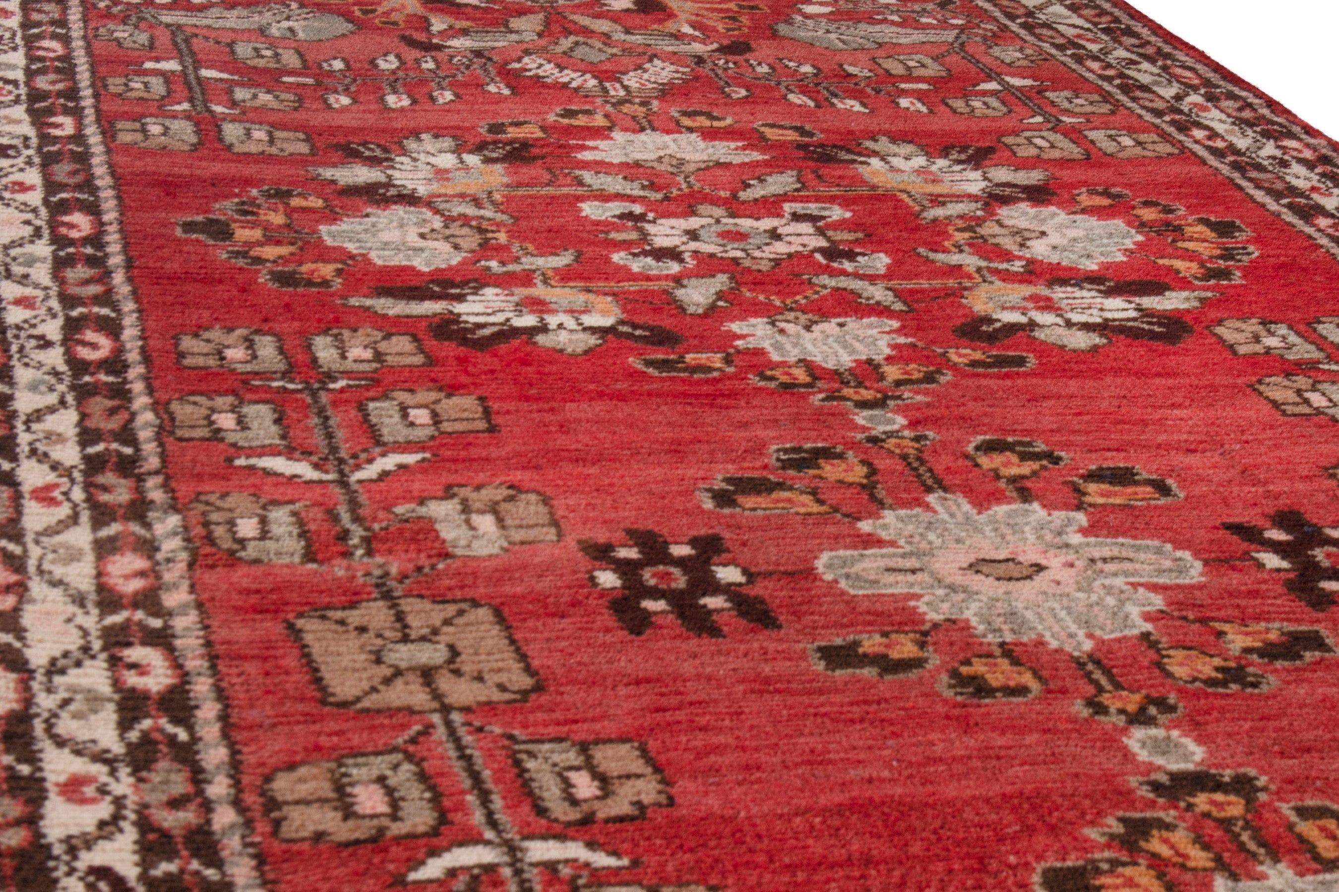 Persian Hamedan runner rug in deep red and cream, view 8 of 20