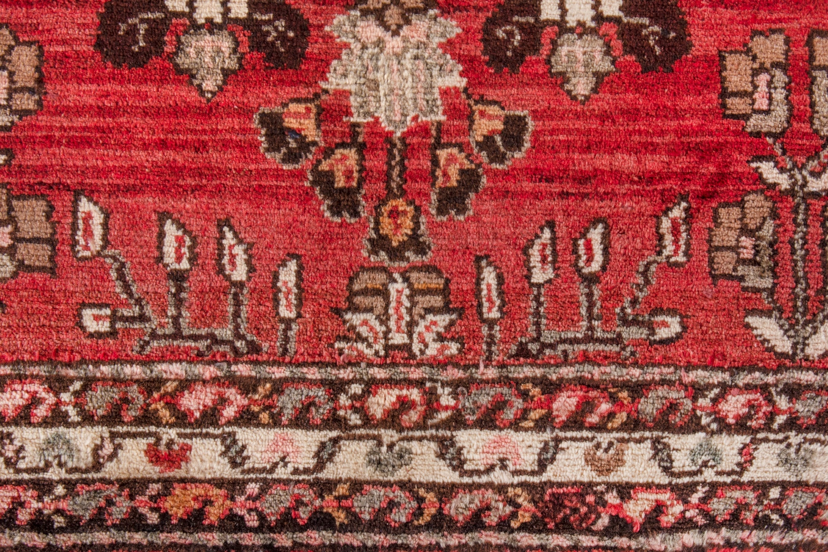 Persian Hamedan runner rug in deep red and cream, view 11 of 20