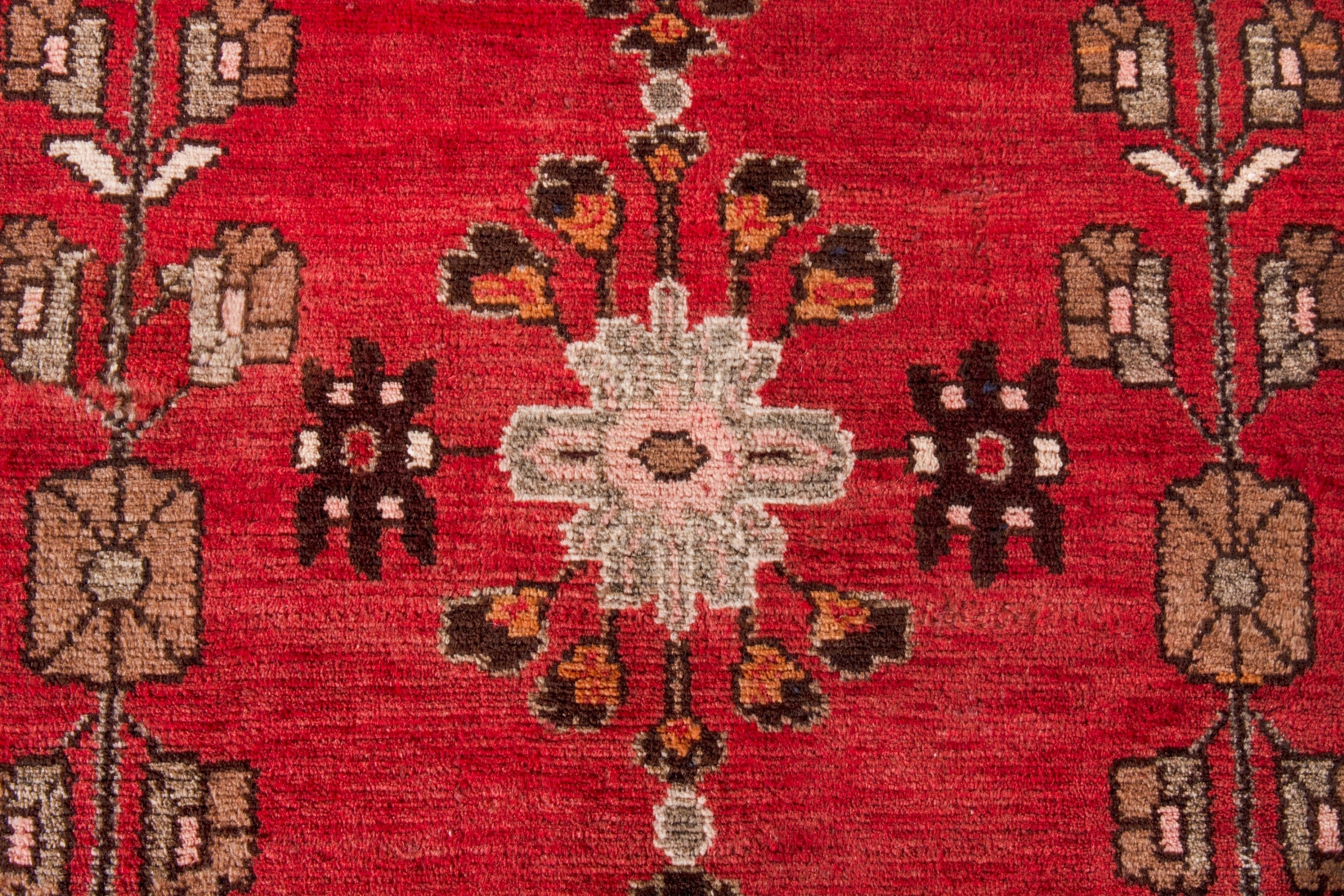 Persian Hamedan runner rug in deep red and cream, view 14 of 20