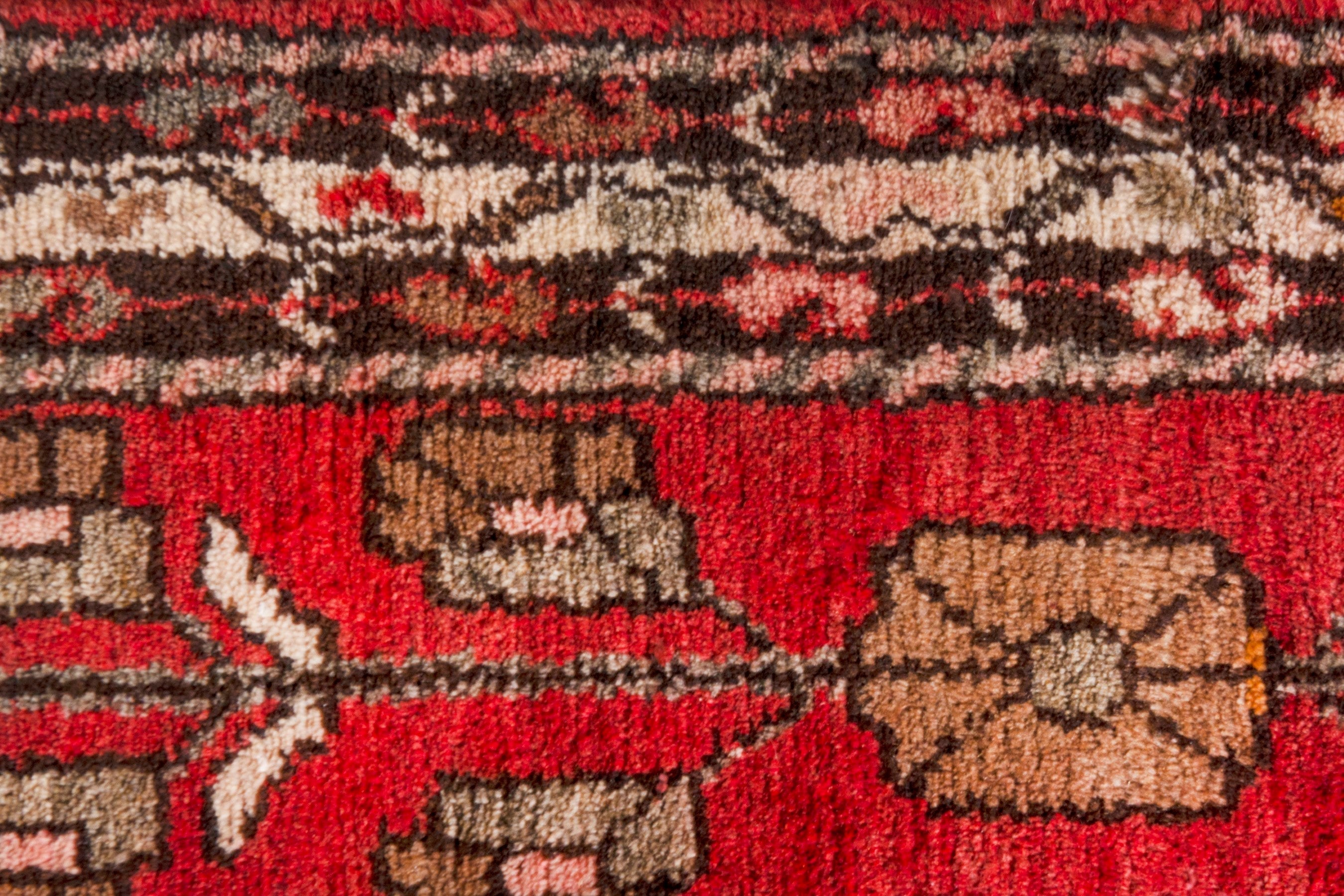 Persian Hamedan runner rug in deep red and cream, view 12 of 20