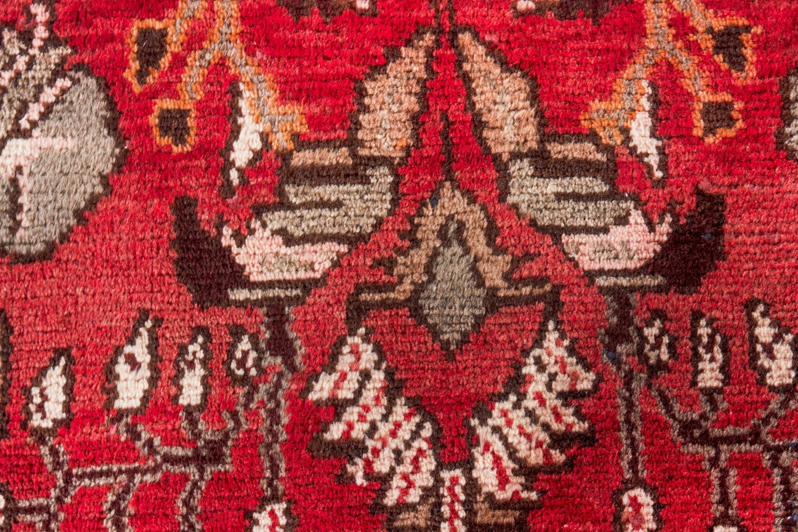 Persian Hamedan runner rug in deep red and cream, view 15 of 20