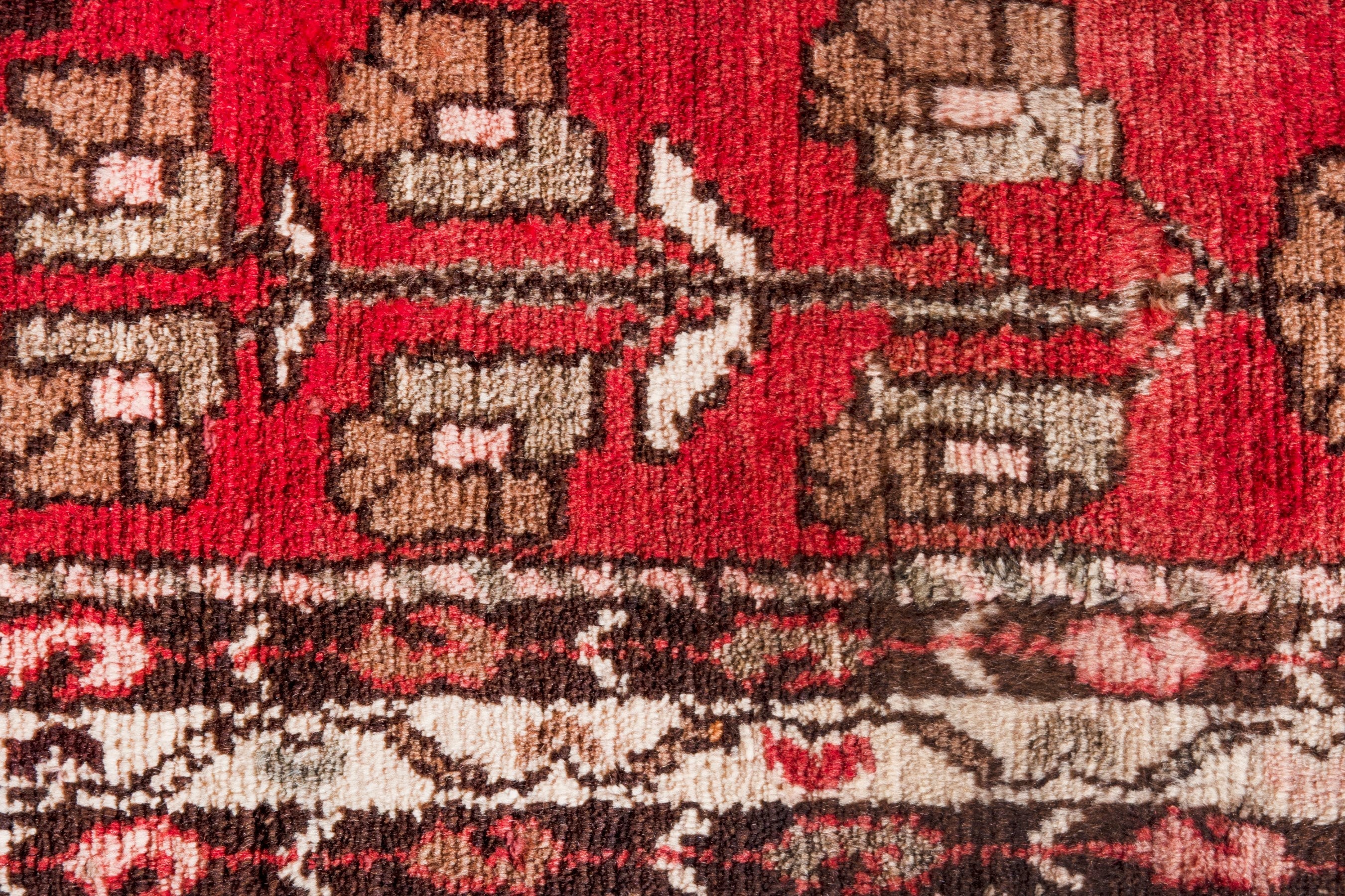 Persian Hamedan runner rug in deep red and cream, view 13 of 20