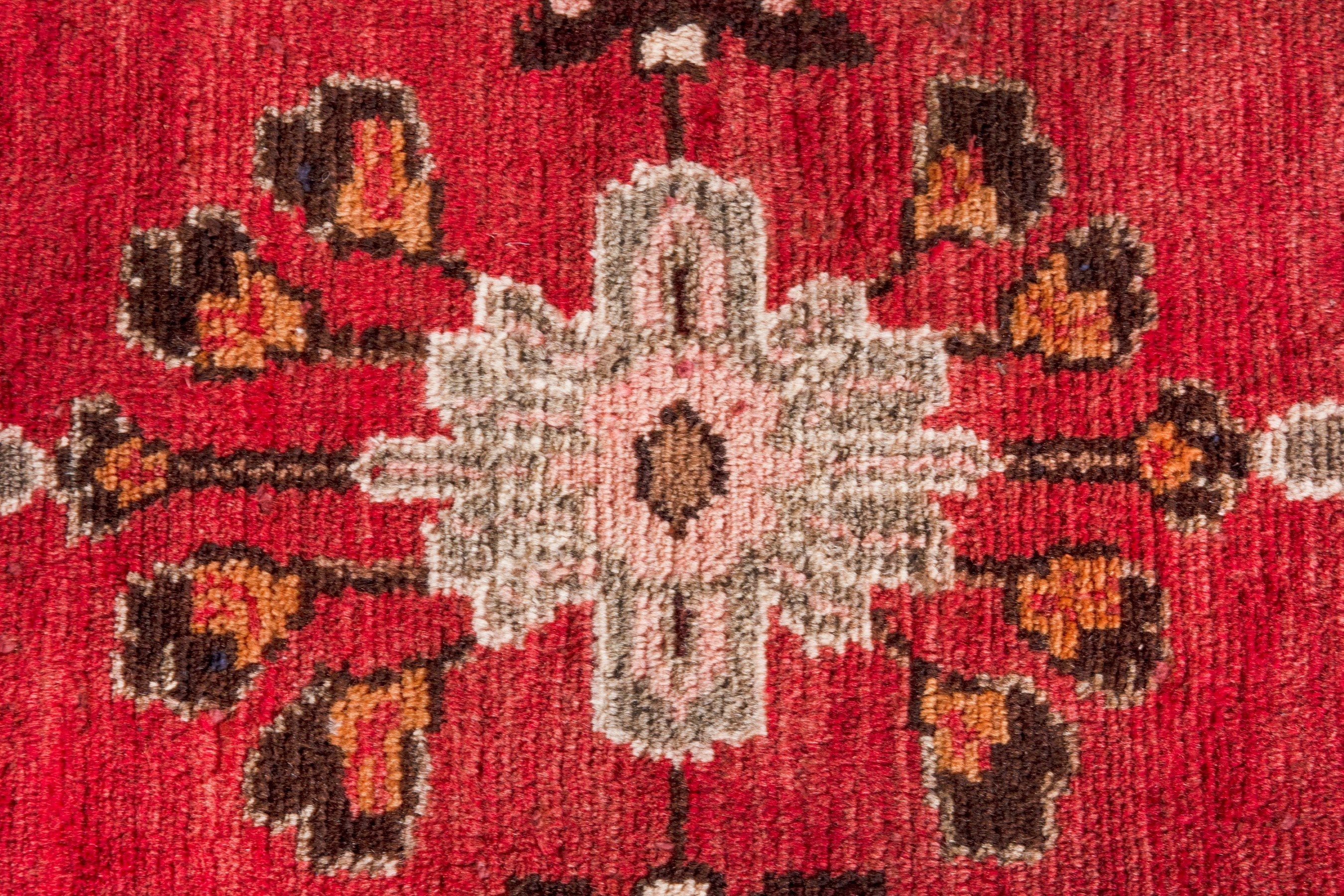 Persian Hamedan runner rug in deep red and cream, view 16 of 20