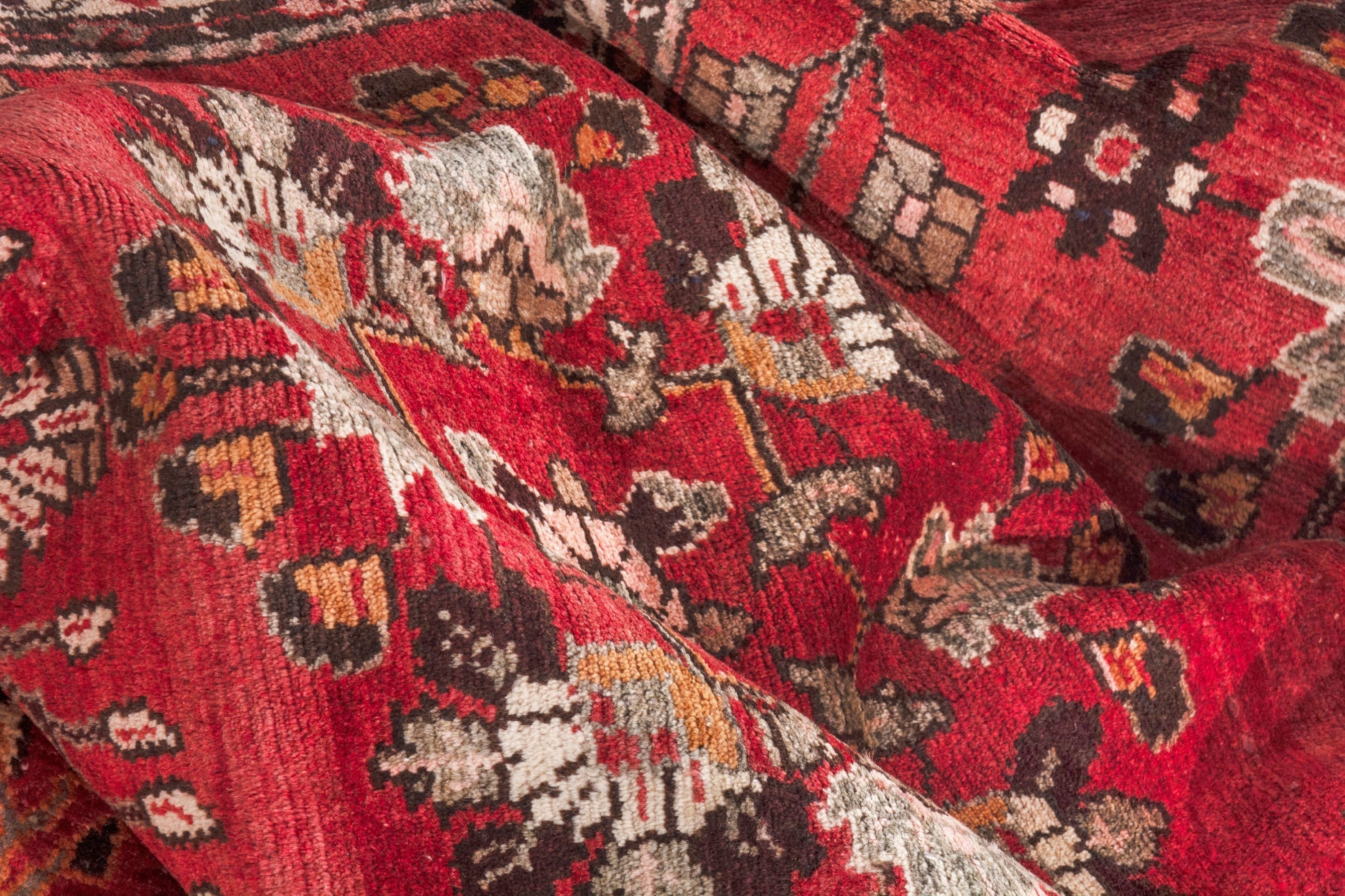 Persian Hamedan runner rug in deep red and cream, view 17 of 20