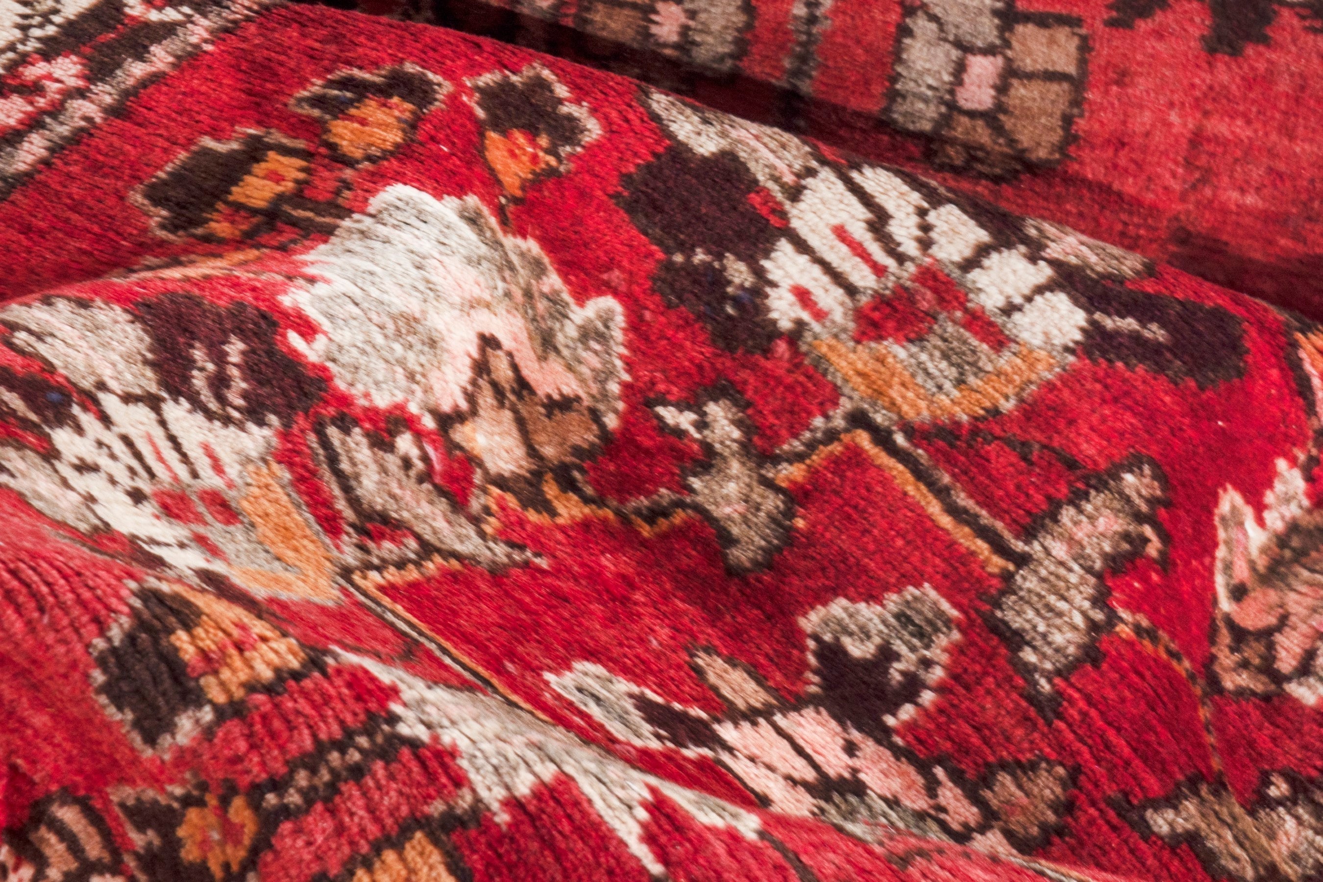 Persian Hamedan runner rug in deep red and cream, view 18 of 20