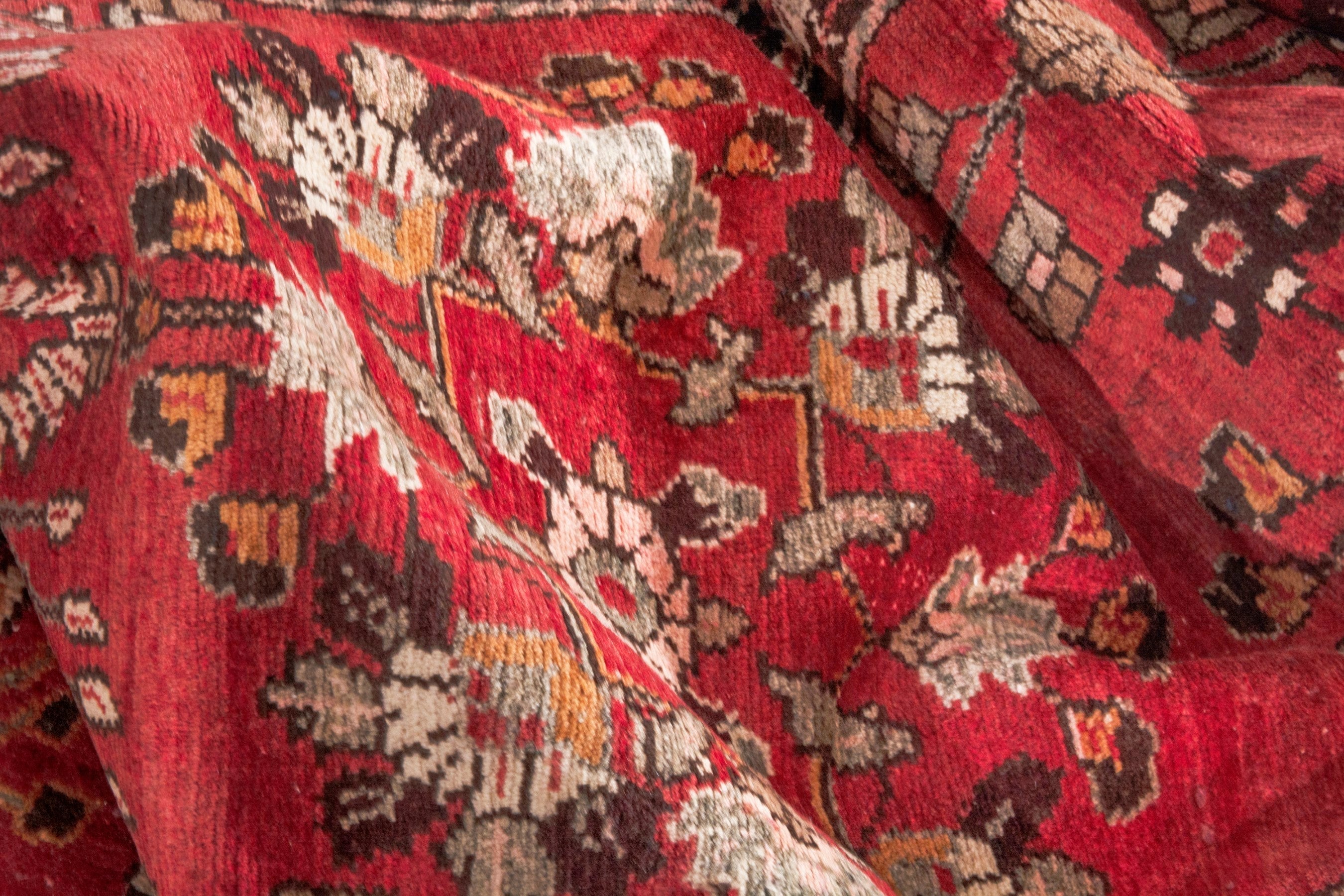 Persian Hamedan runner rug in deep red and cream, view 19 of 20