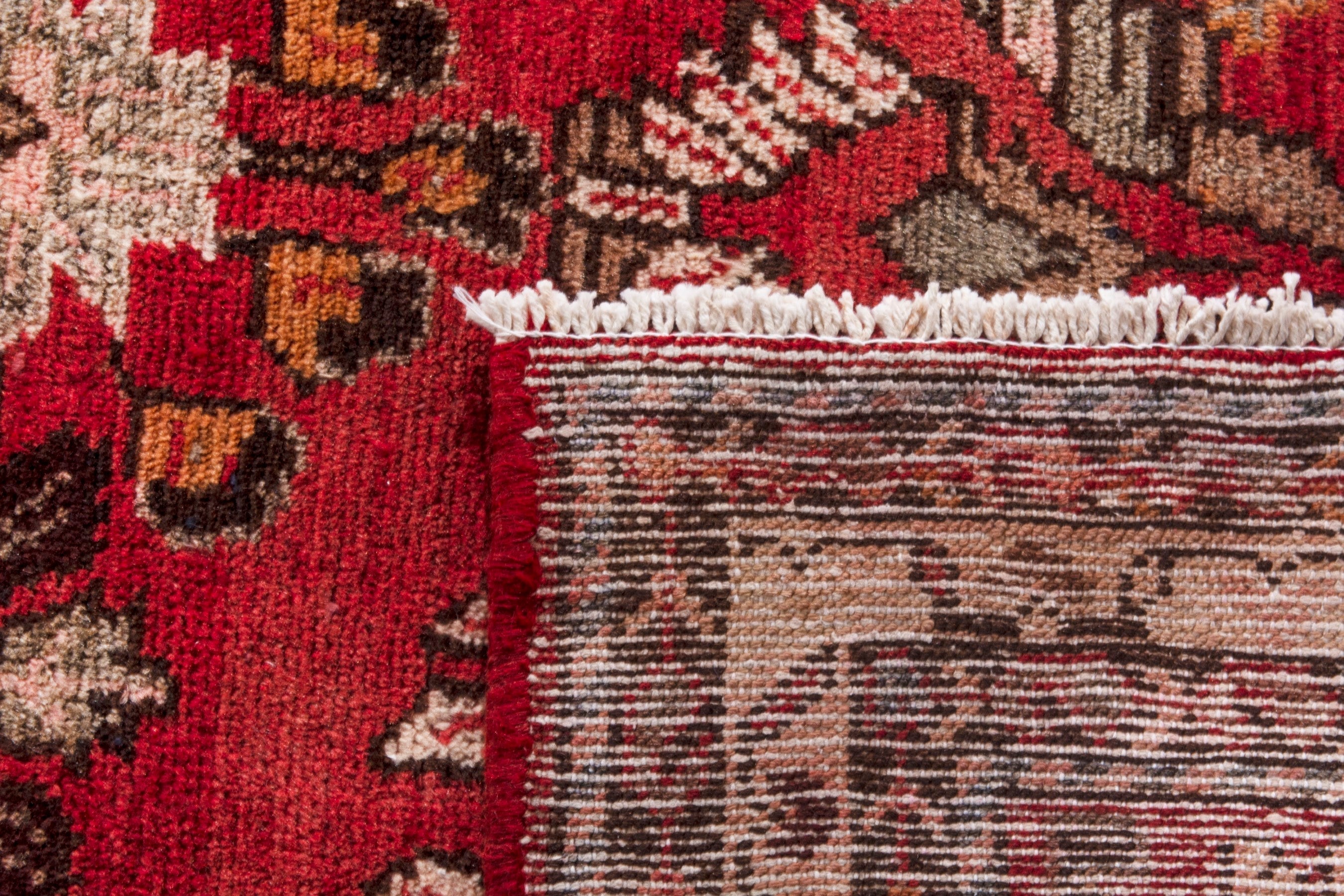 Persian Hamedan runner rug in deep red and cream, view 20 of 20