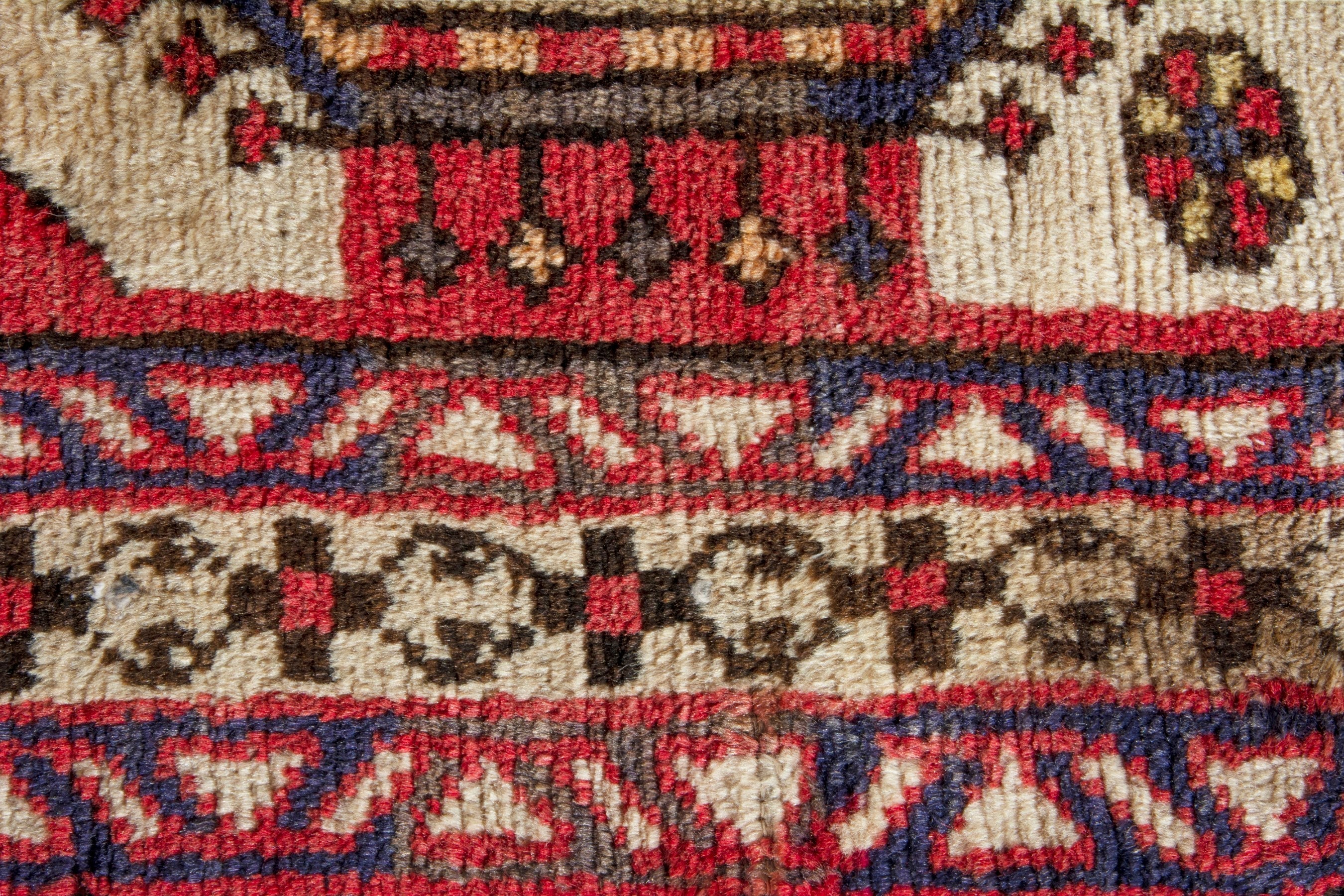Persian Azerbaijan runner rug in cream and deep red, view 12 of 19