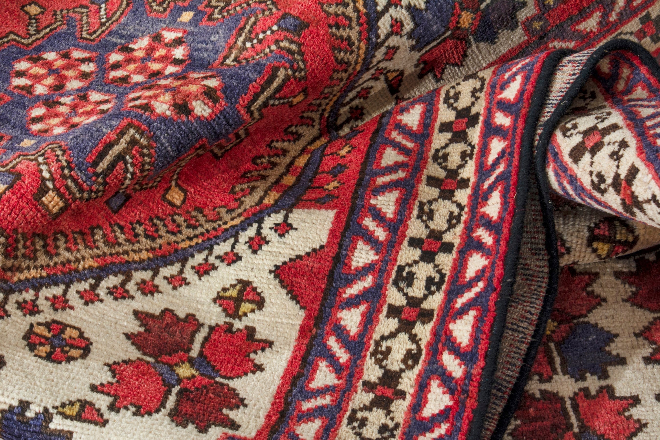 Persian Azerbaijan runner rug in cream and deep red, view 15 of 19