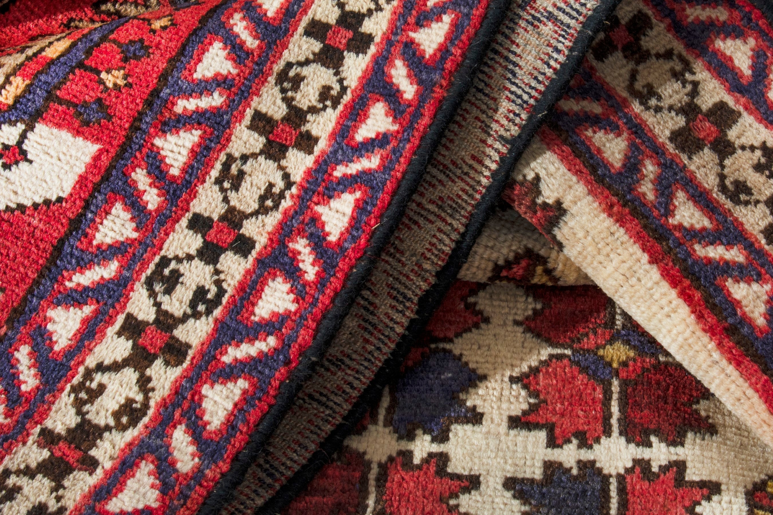 Persian Azerbaijan runner rug in cream and deep red, view 17 of 19