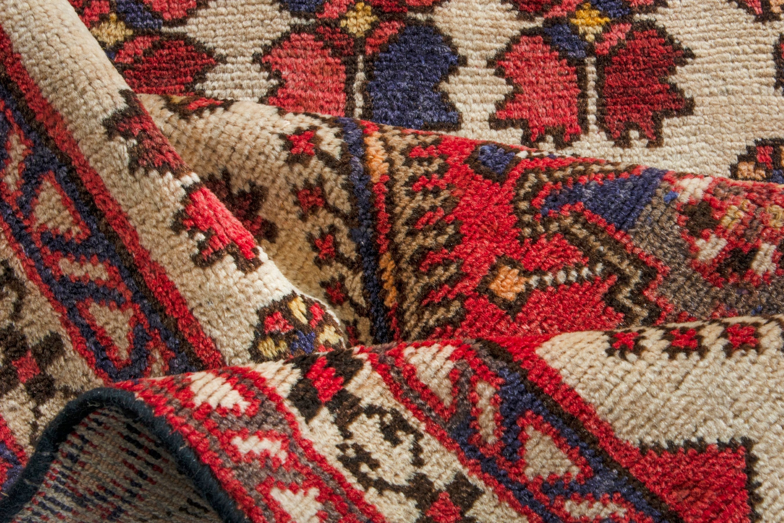 Persian Azerbaijan runner rug in cream and deep red, view 18 of 19
