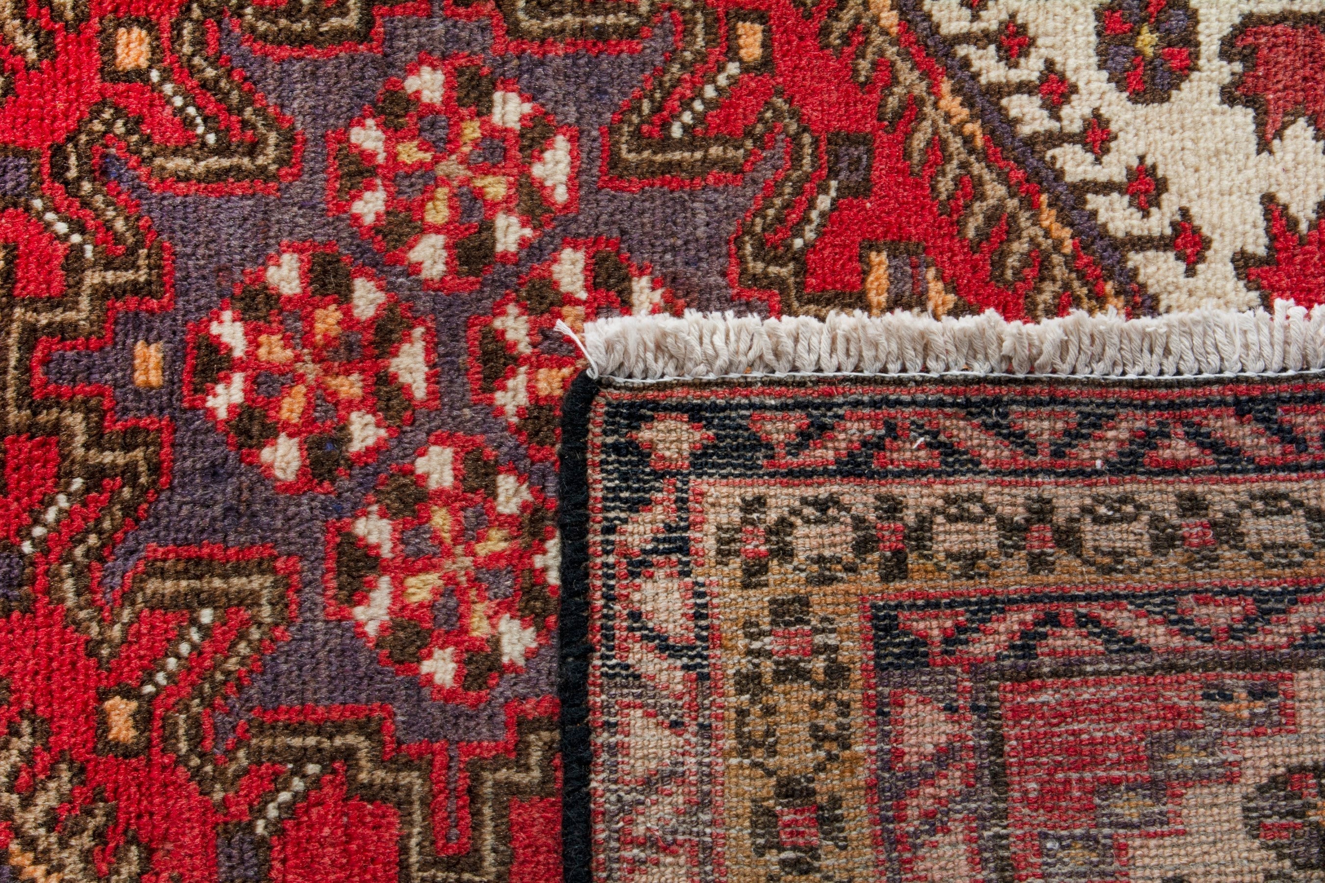 Persian Azerbaijan runner rug in cream and deep red, view 19 of 19