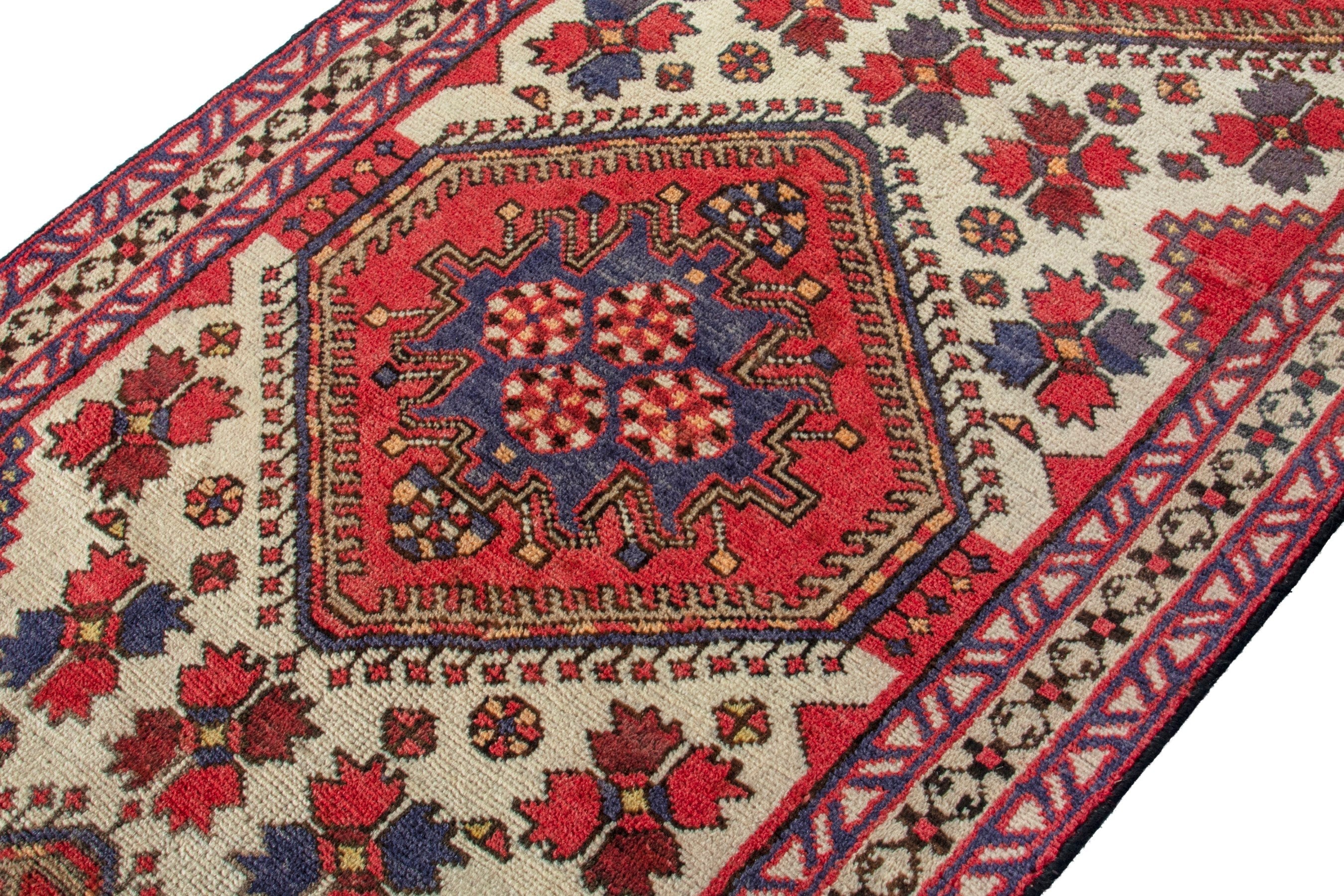 Persian Azerbaijan runner rug in cream and deep red, view 6 of 19