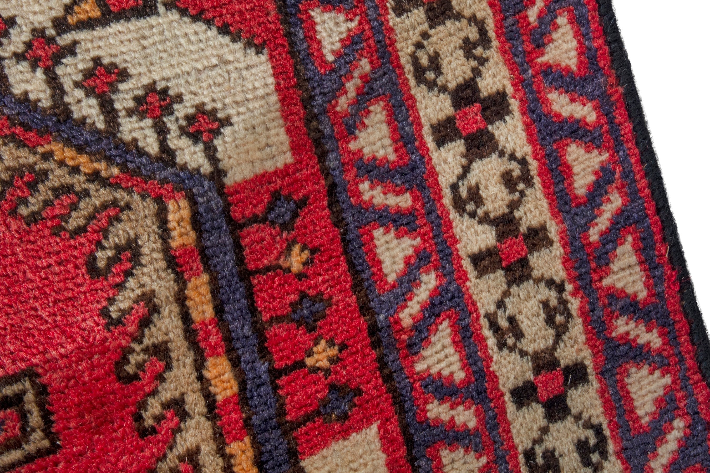 Persian Azerbaijan runner rug in cream and deep red, view 9 of 19