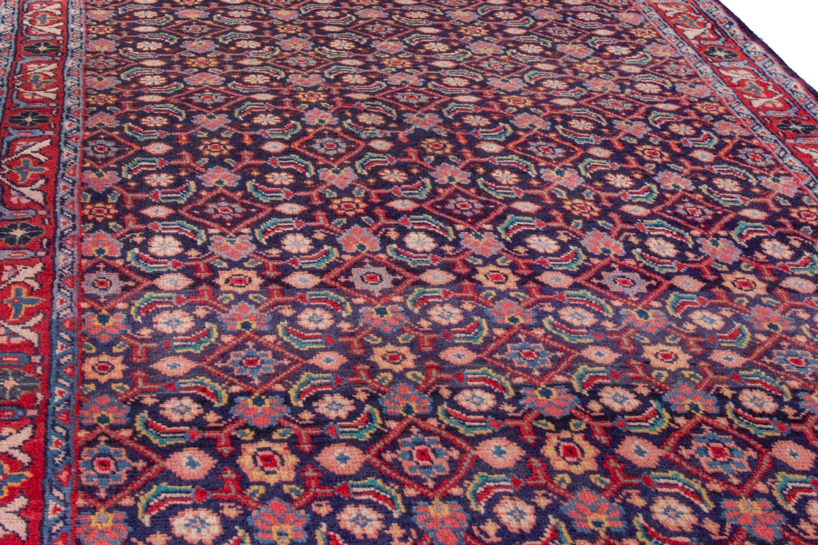 Persian Arak runner rug in burgundy and deep red, view 8 of 20
