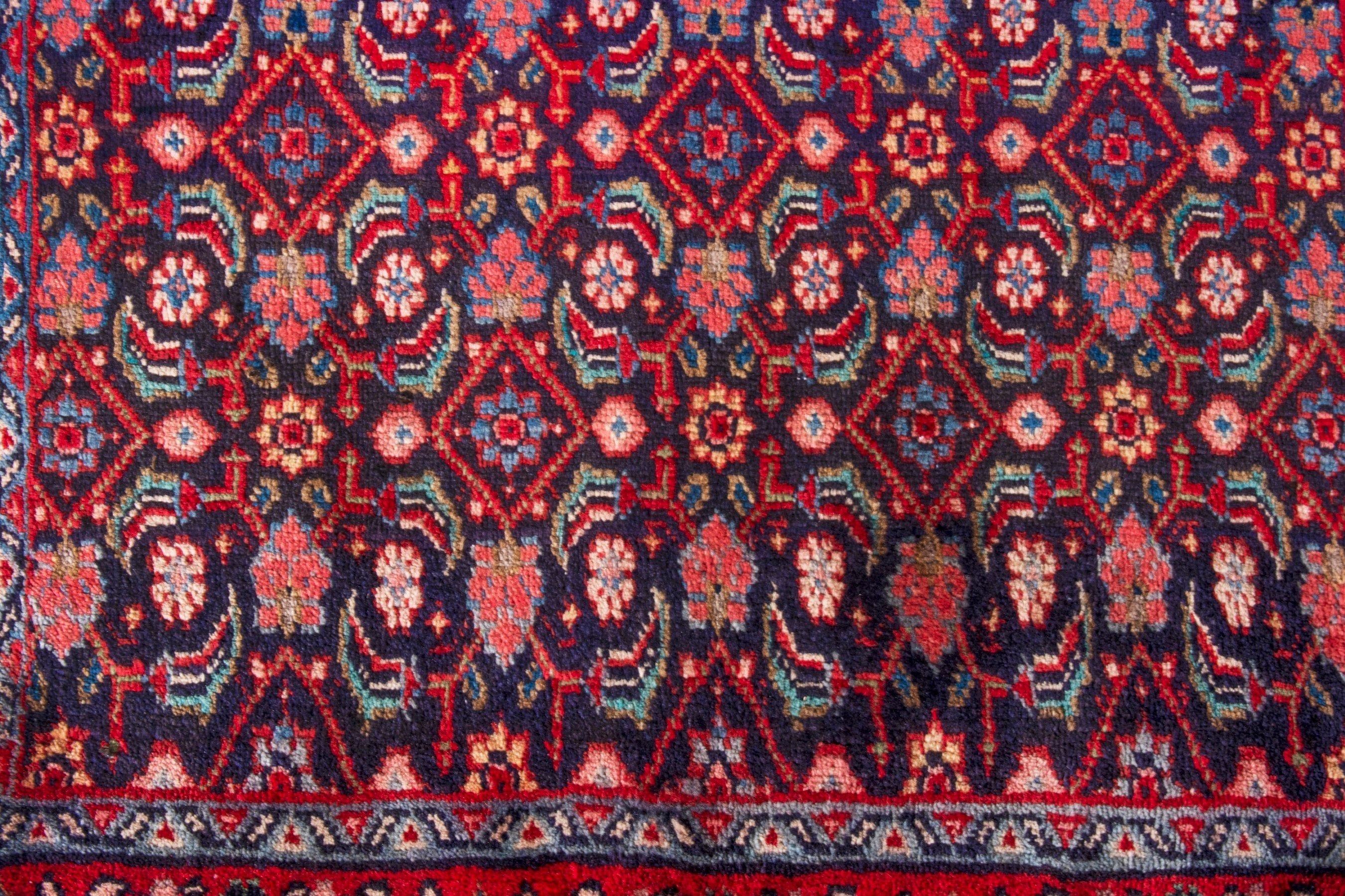 Persian Arak runner rug in burgundy and deep red, view 14 of 20