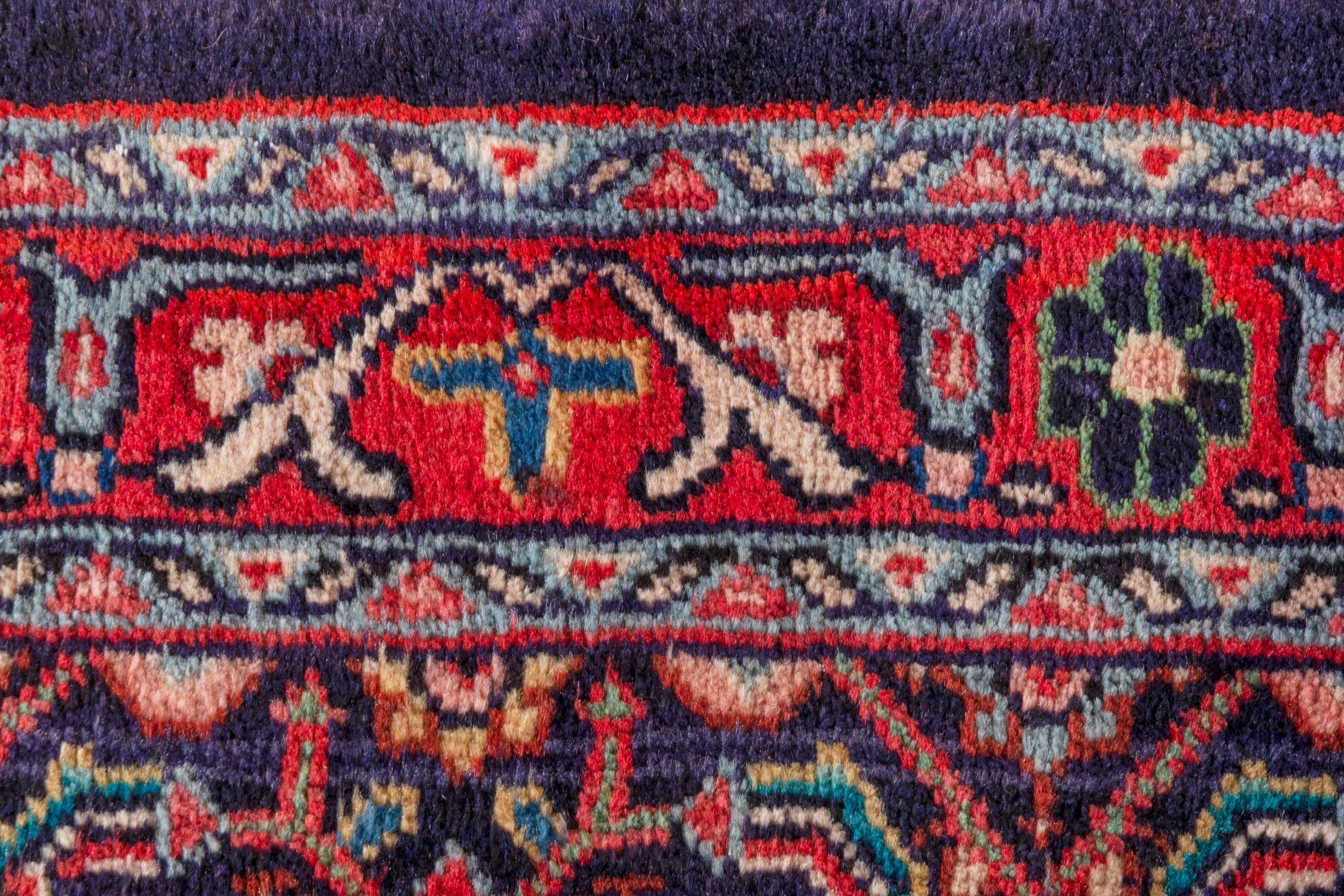 Persian Arak runner rug in burgundy and deep red, view 12 of 20