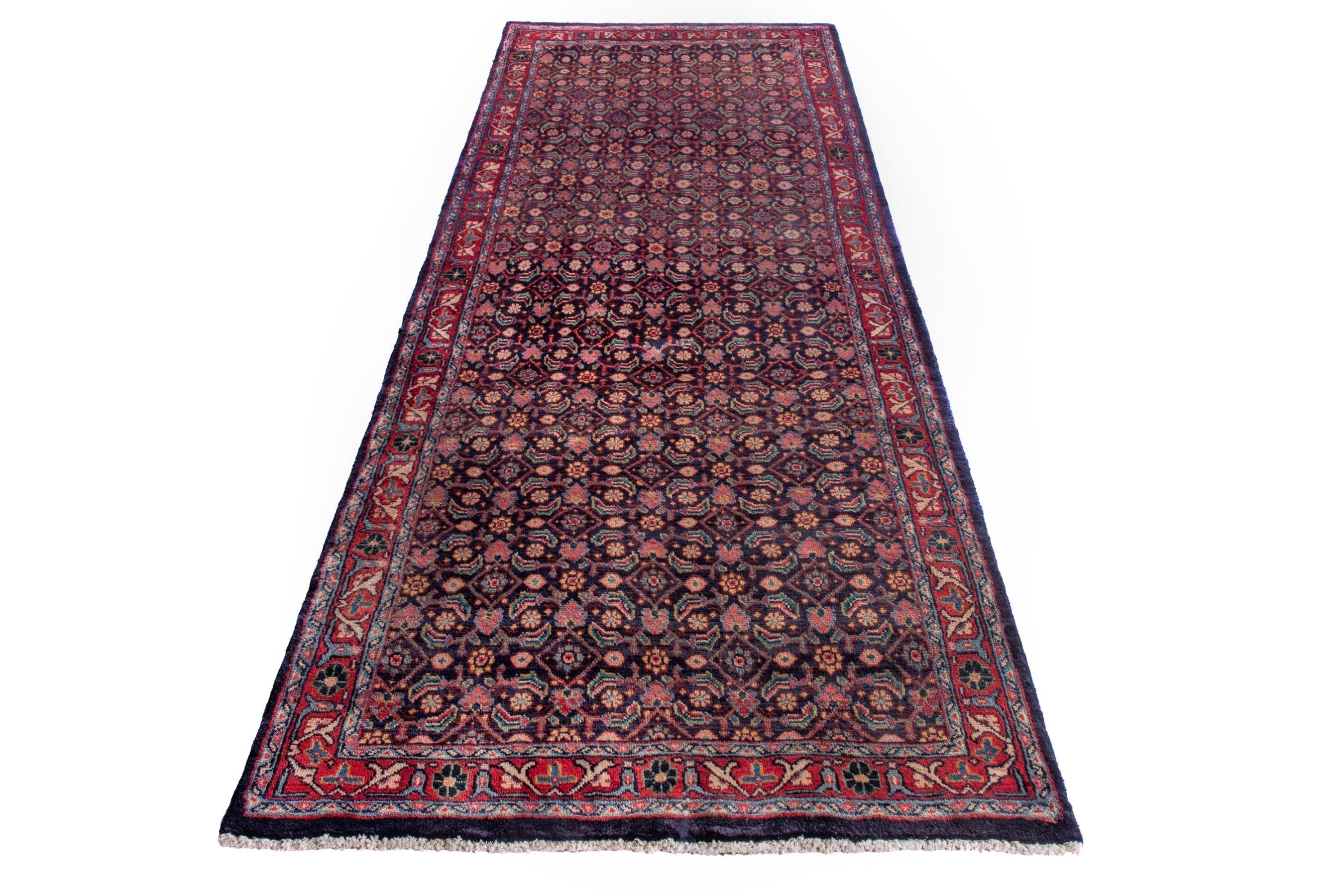 Persian Arak runner rug in burgundy and deep red, view 2 of 20