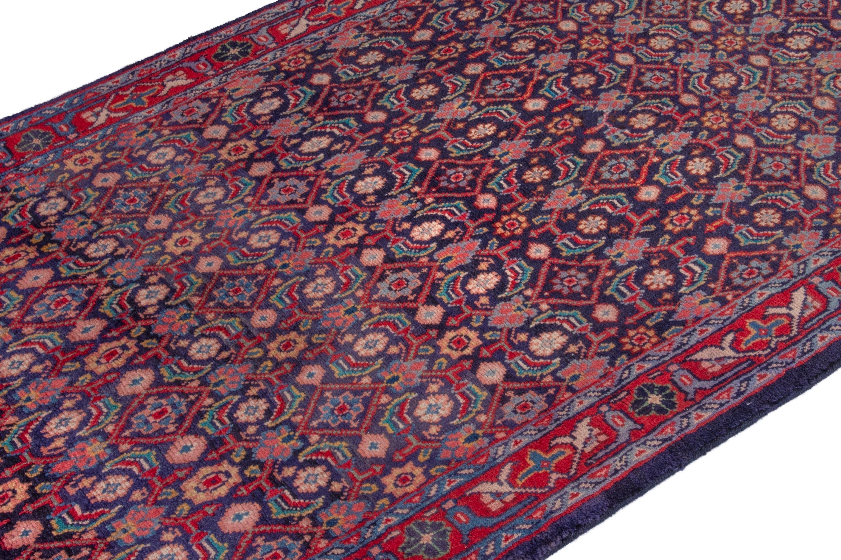 Persian Arak runner rug in burgundy and deep red, view 6 of 20
