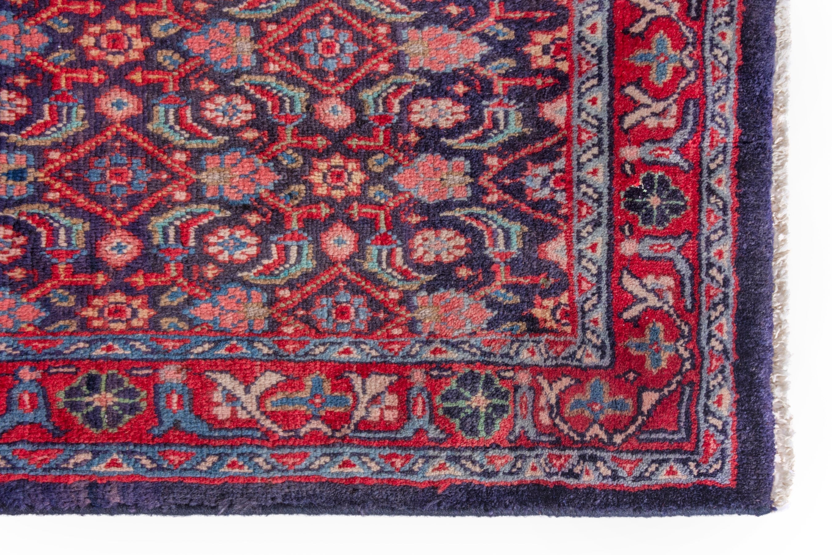 Persian Arak runner rug in burgundy and deep red, view 10 of 20