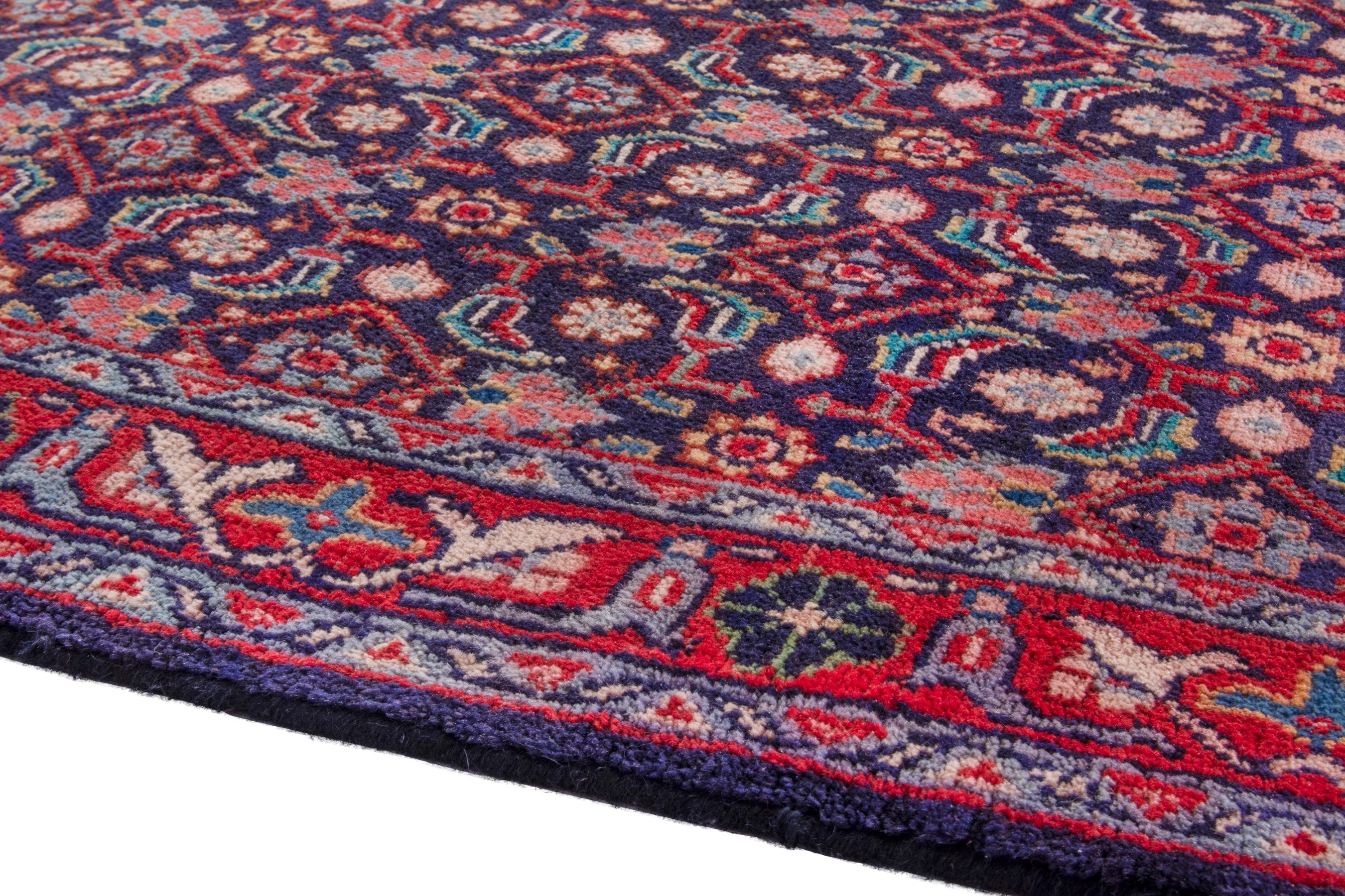 Persian Arak runner rug in burgundy and deep red, view 5 of 20