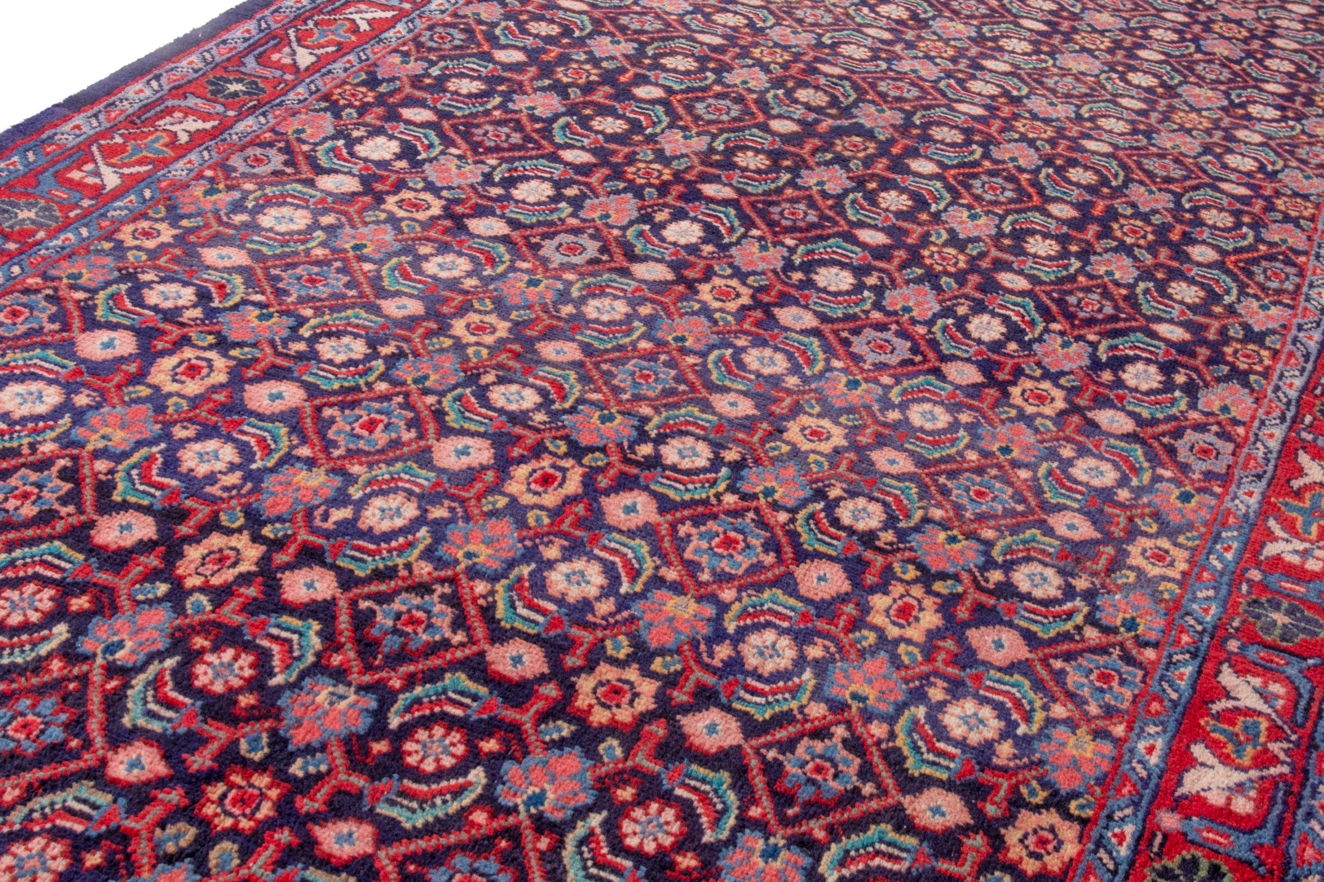 Persian Arak runner rug in burgundy and deep red, view 7 of 20