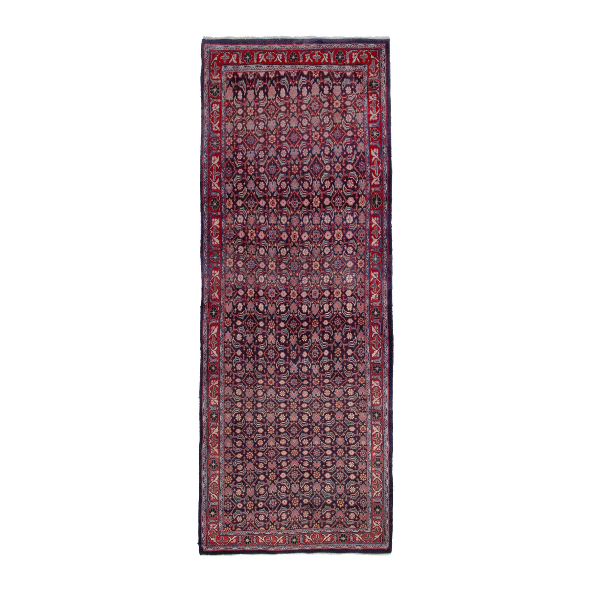 Persian Arak runner rug in burgundy and deep red, 3'8" x 10'10"