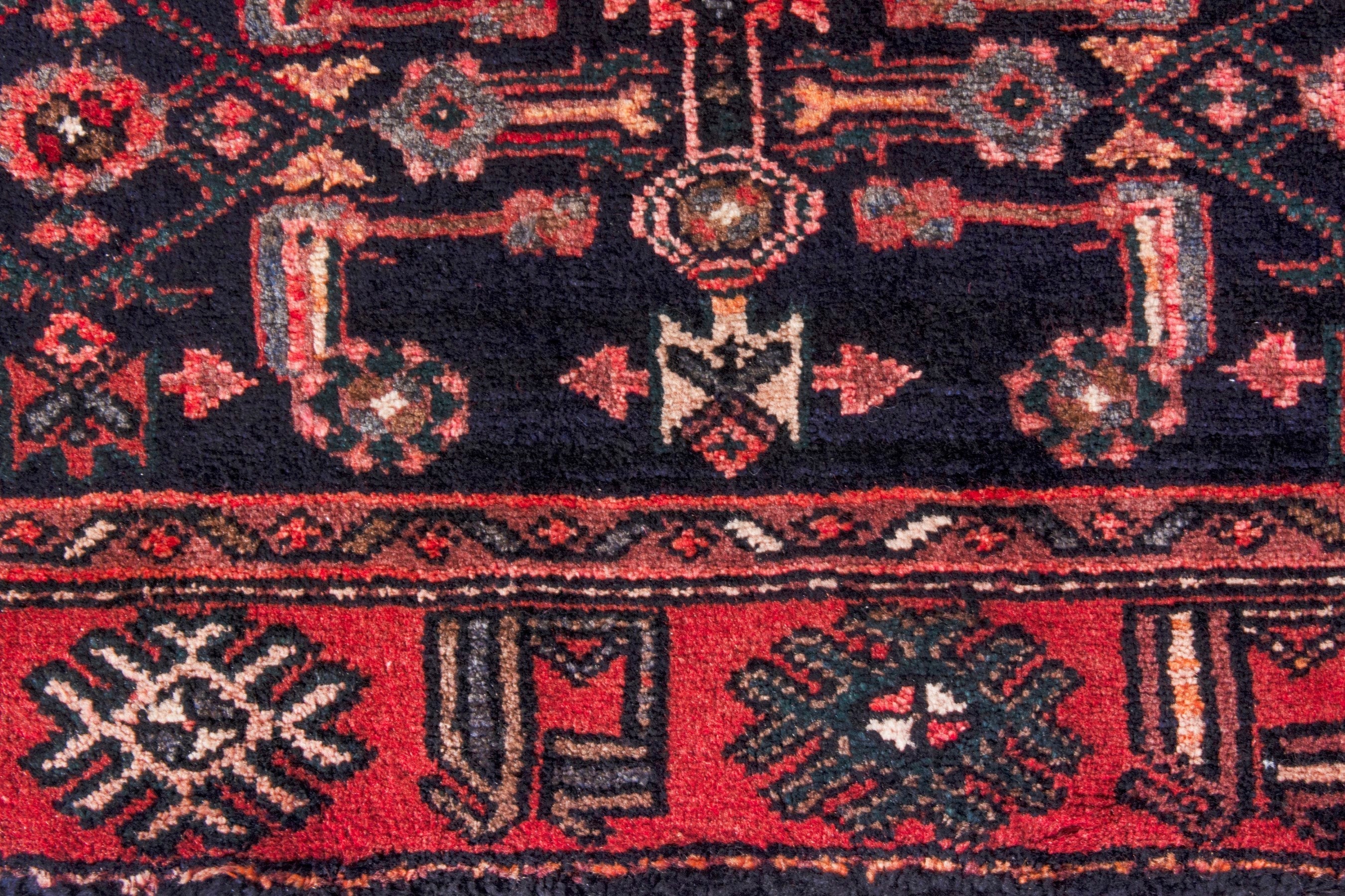 Persian Zanjan runner rug in deep red and burgundy, view 10 of 21