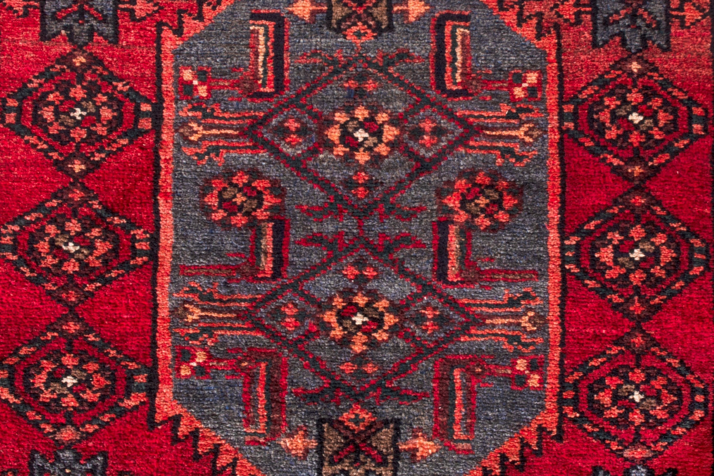 Persian Zanjan runner rug in deep red and burgundy, view 13 of 21