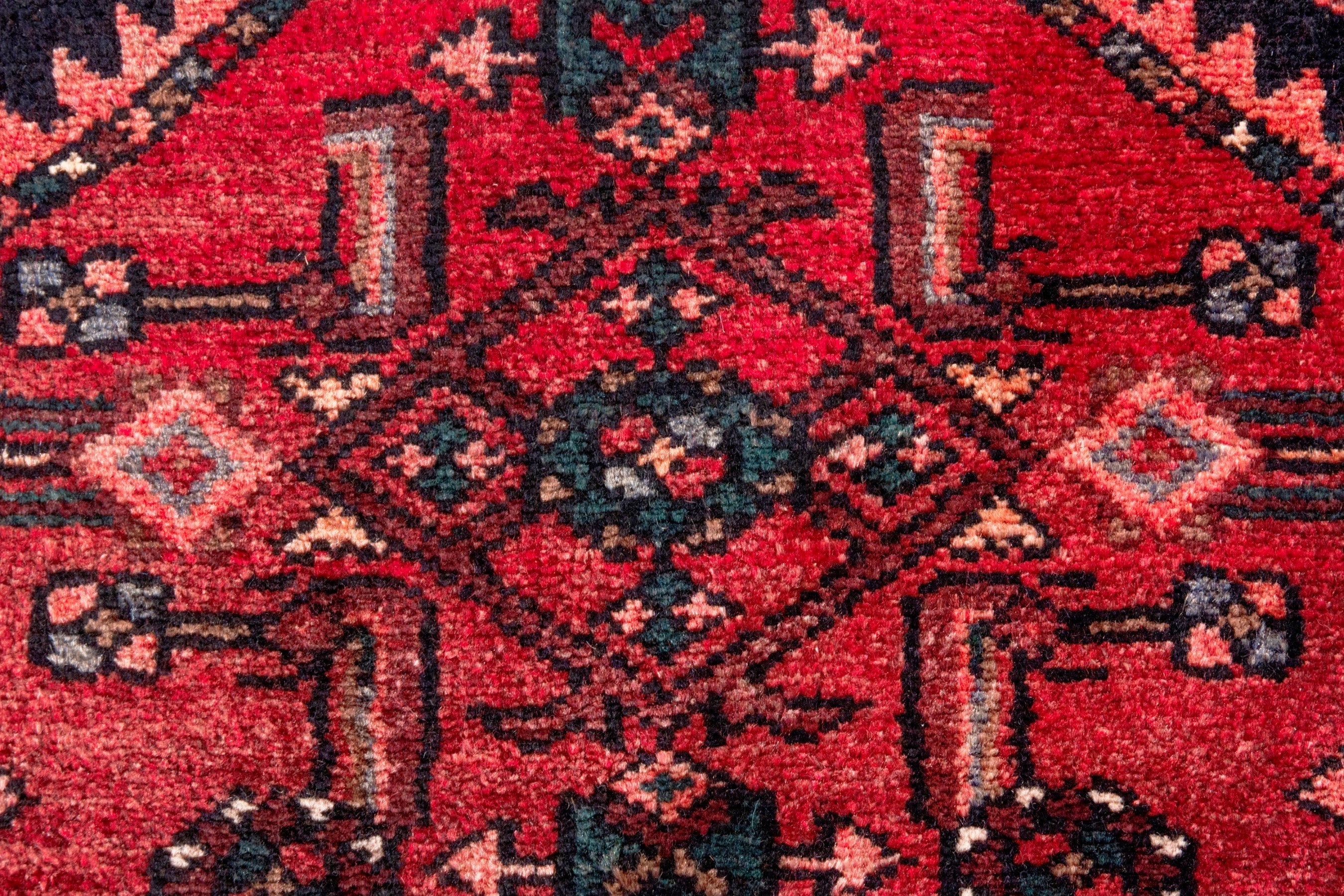 Persian Zanjan runner rug in deep red and burgundy, view 14 of 21