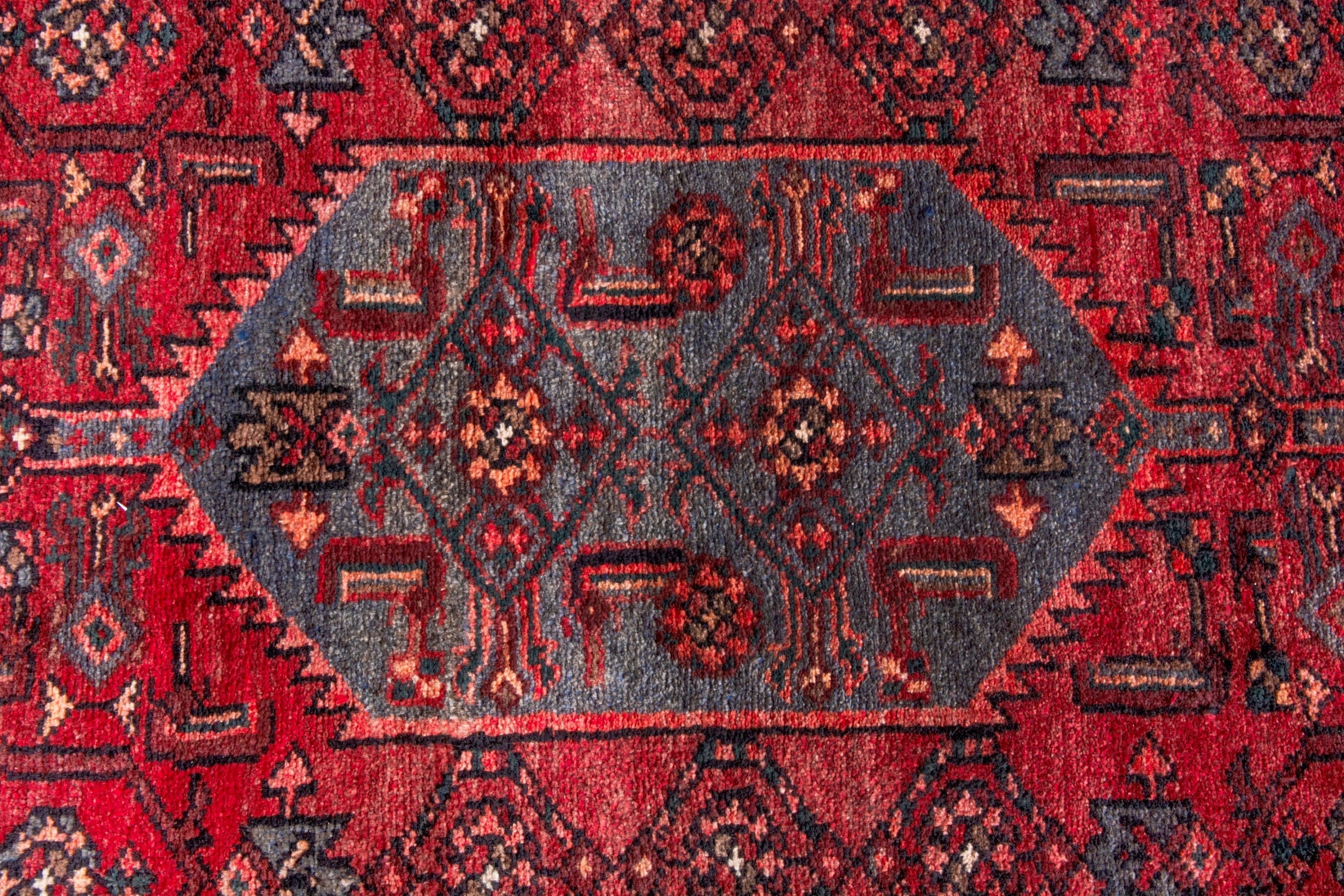 Persian Zanjan runner rug in deep red and burgundy, view 15 of 21