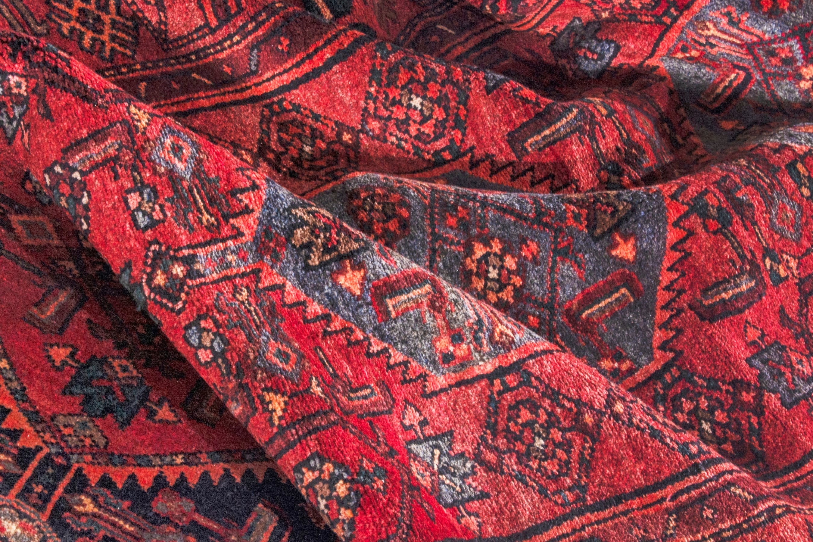 Persian Zanjan runner rug in deep red and burgundy, view 16 of 21