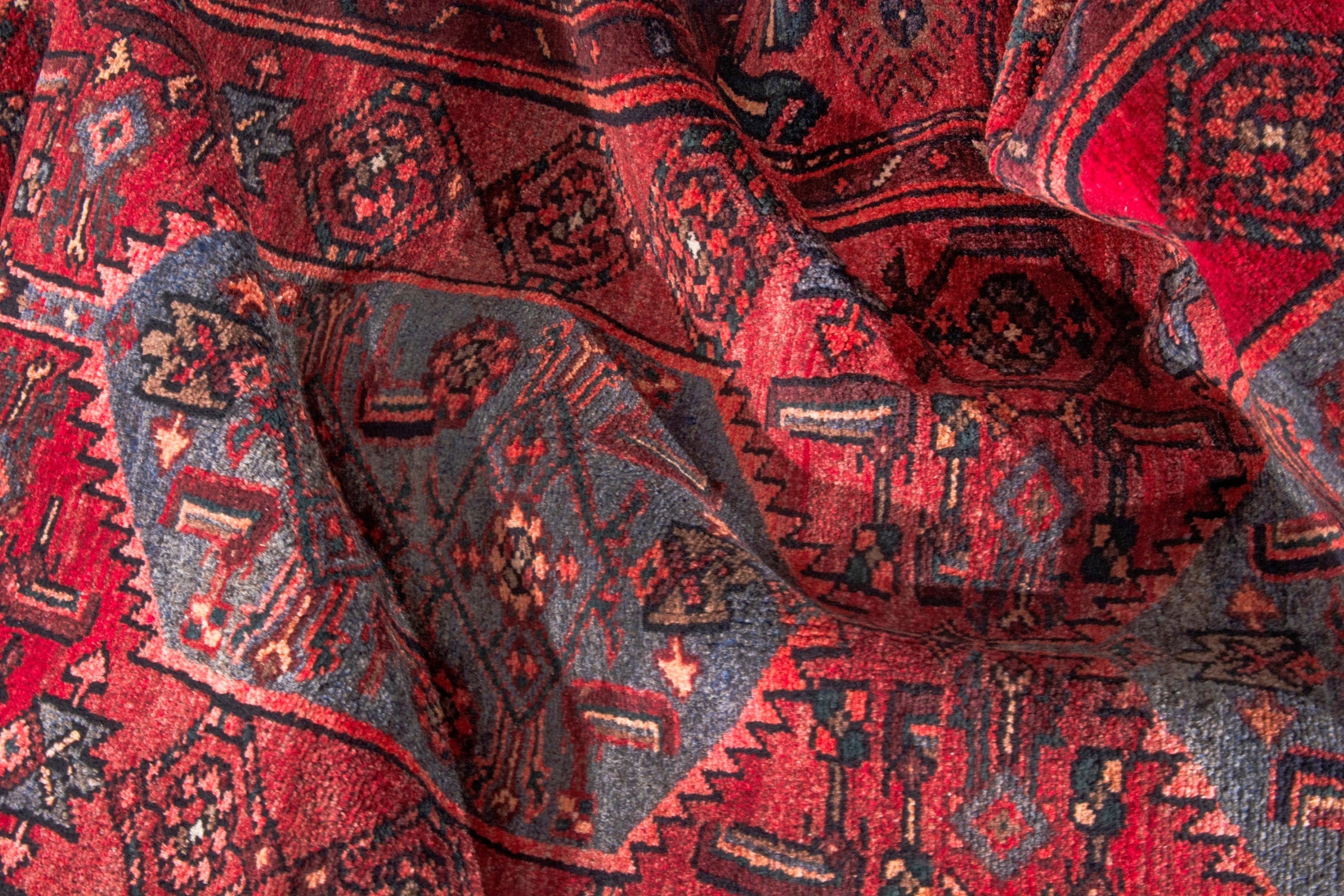Persian Zanjan runner rug in deep red and burgundy, view 17 of 21