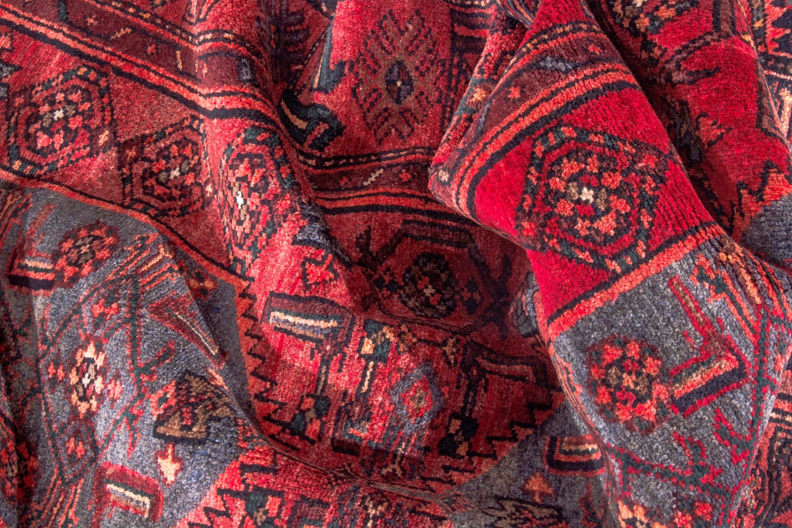 Persian Zanjan runner rug in deep red and burgundy, view 18 of 21
