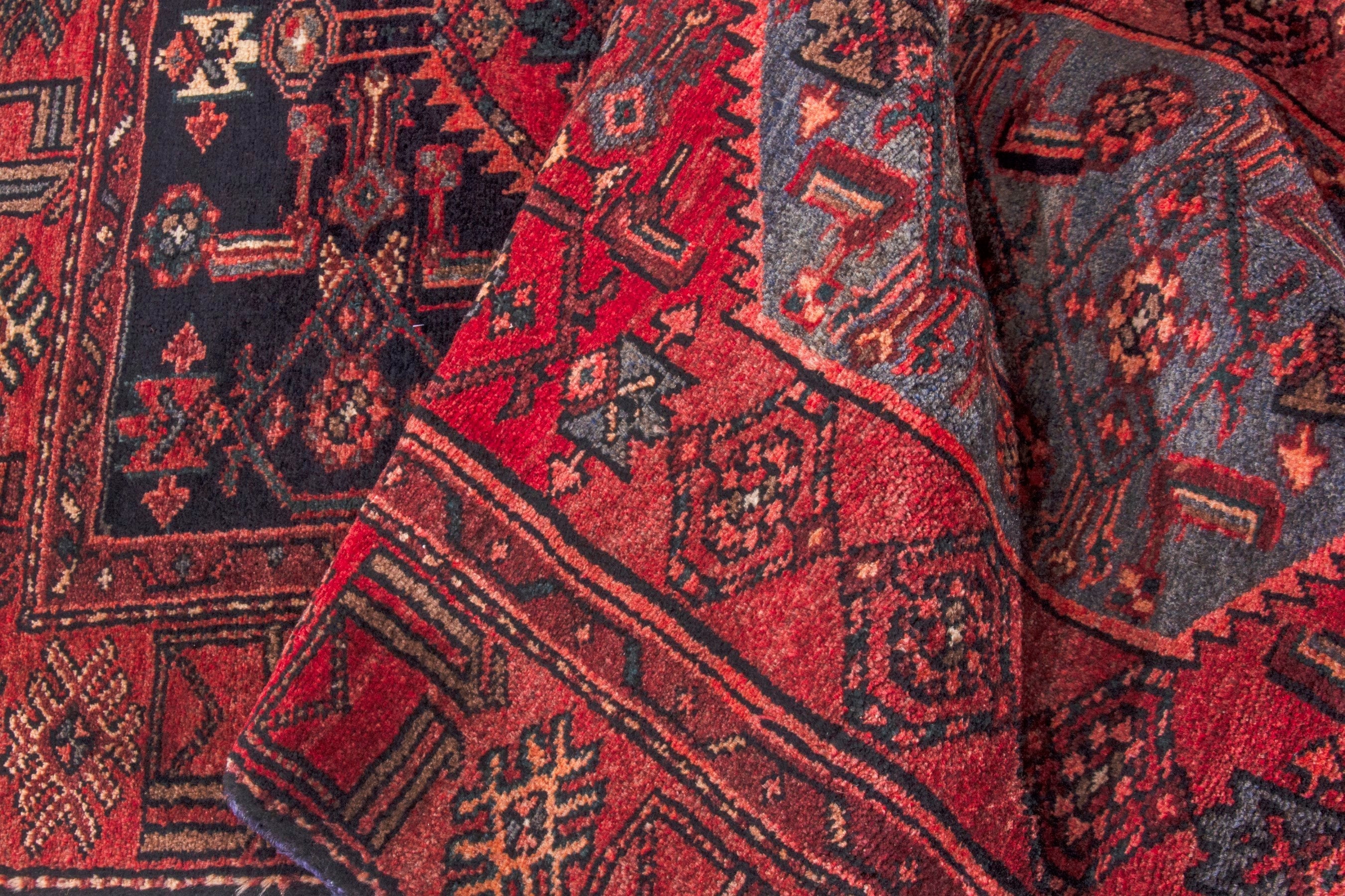 Persian Zanjan runner rug in deep red and burgundy, view 19 of 21