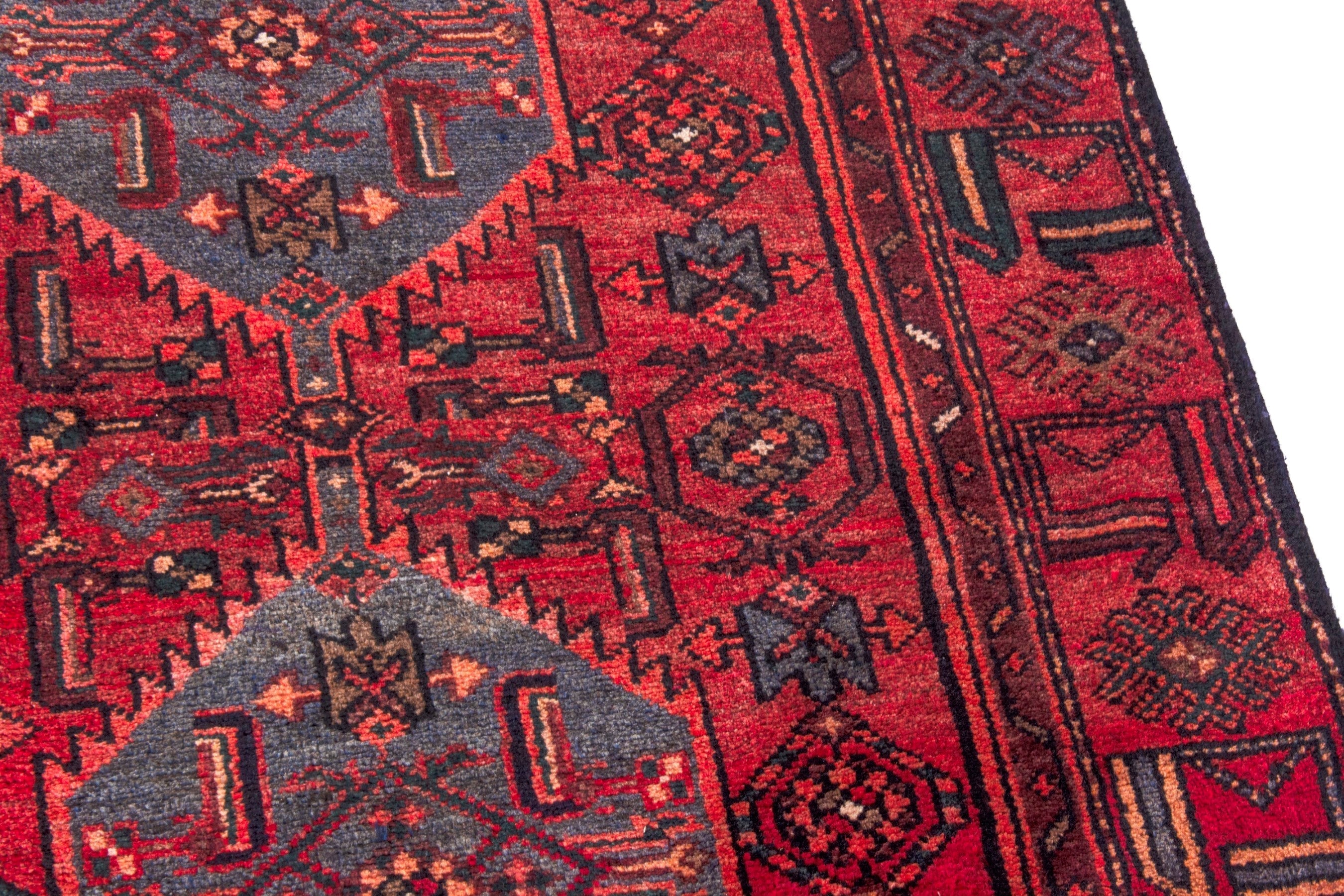 Persian Zanjan runner rug in deep red and burgundy, view 8 of 21