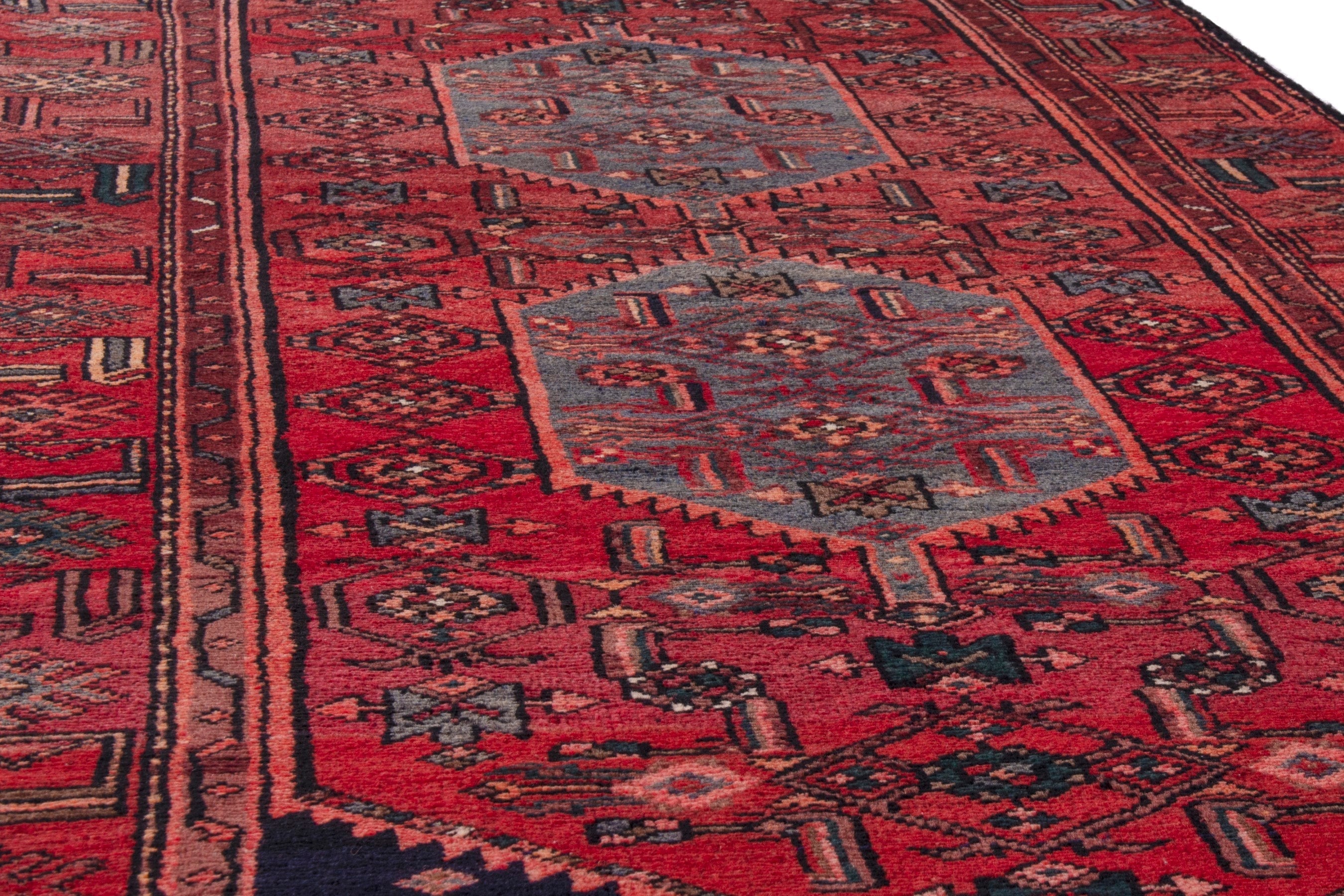 Persian Zanjan runner rug in deep red and burgundy, view 7 of 21