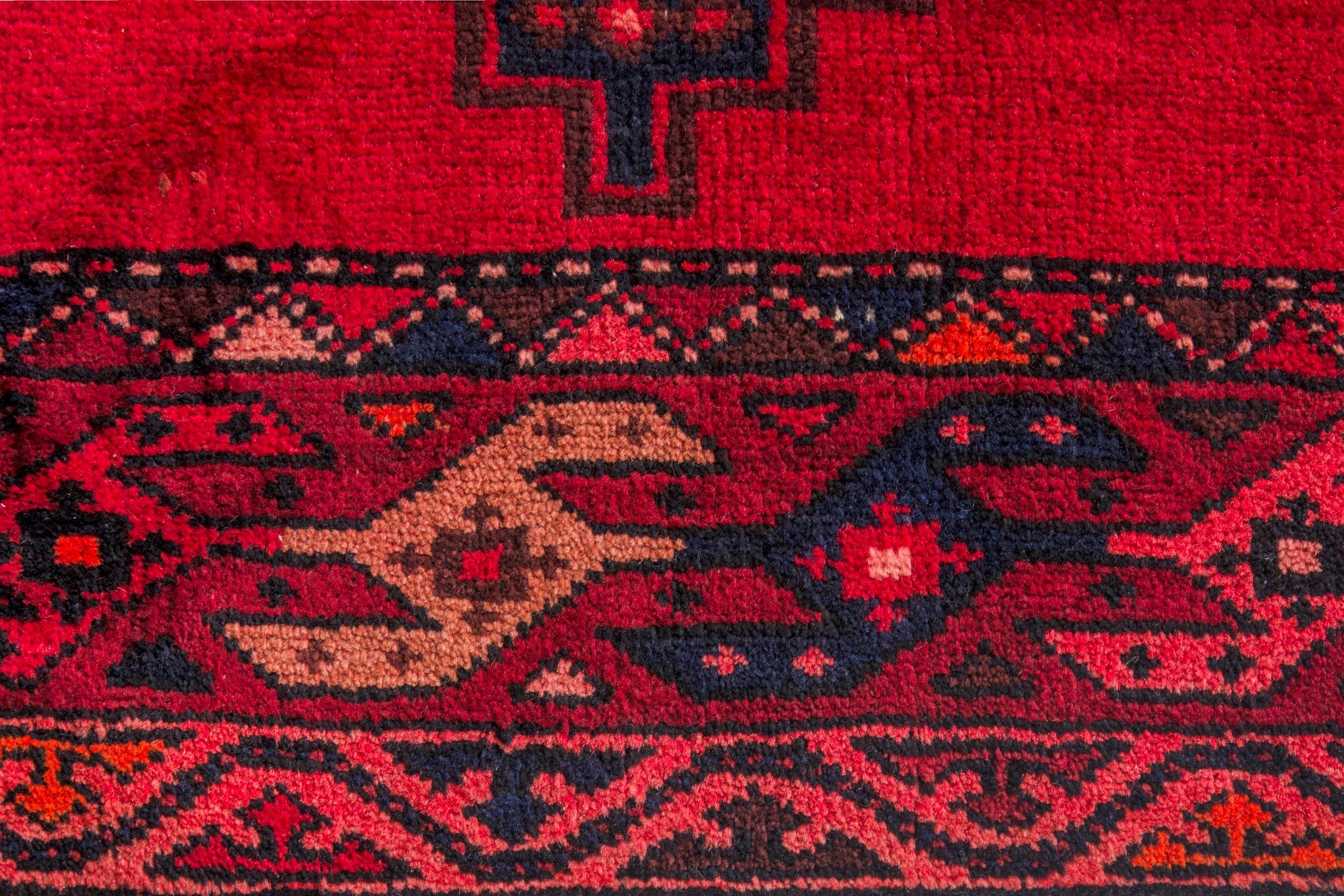 Persian Zanjan runner rug in deep red and deep indigo, view 11 of 22