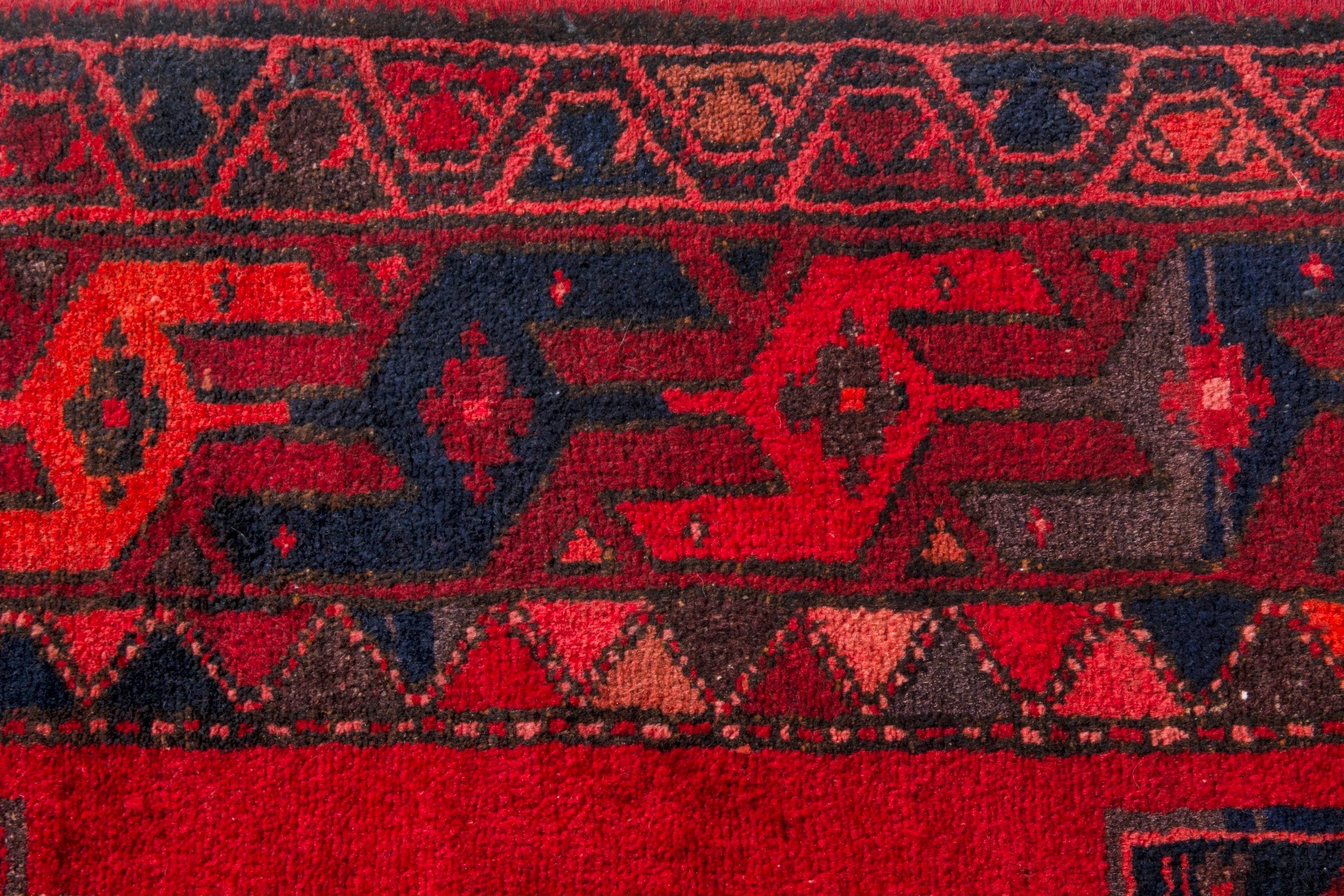 Persian Zanjan runner rug in deep red and deep indigo, view 12 of 22