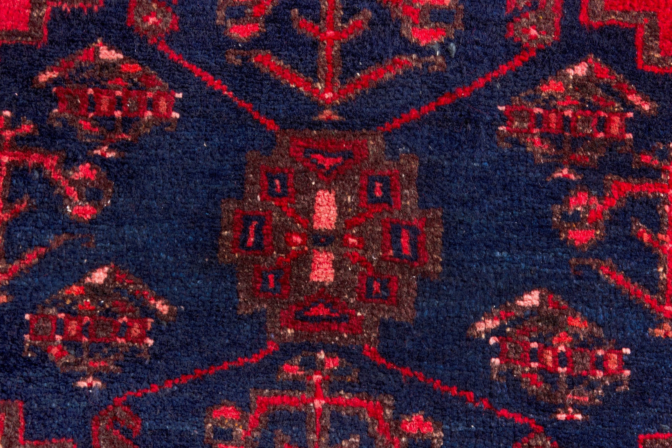 Persian Zanjan runner rug in deep red and deep indigo, view 16 of 22