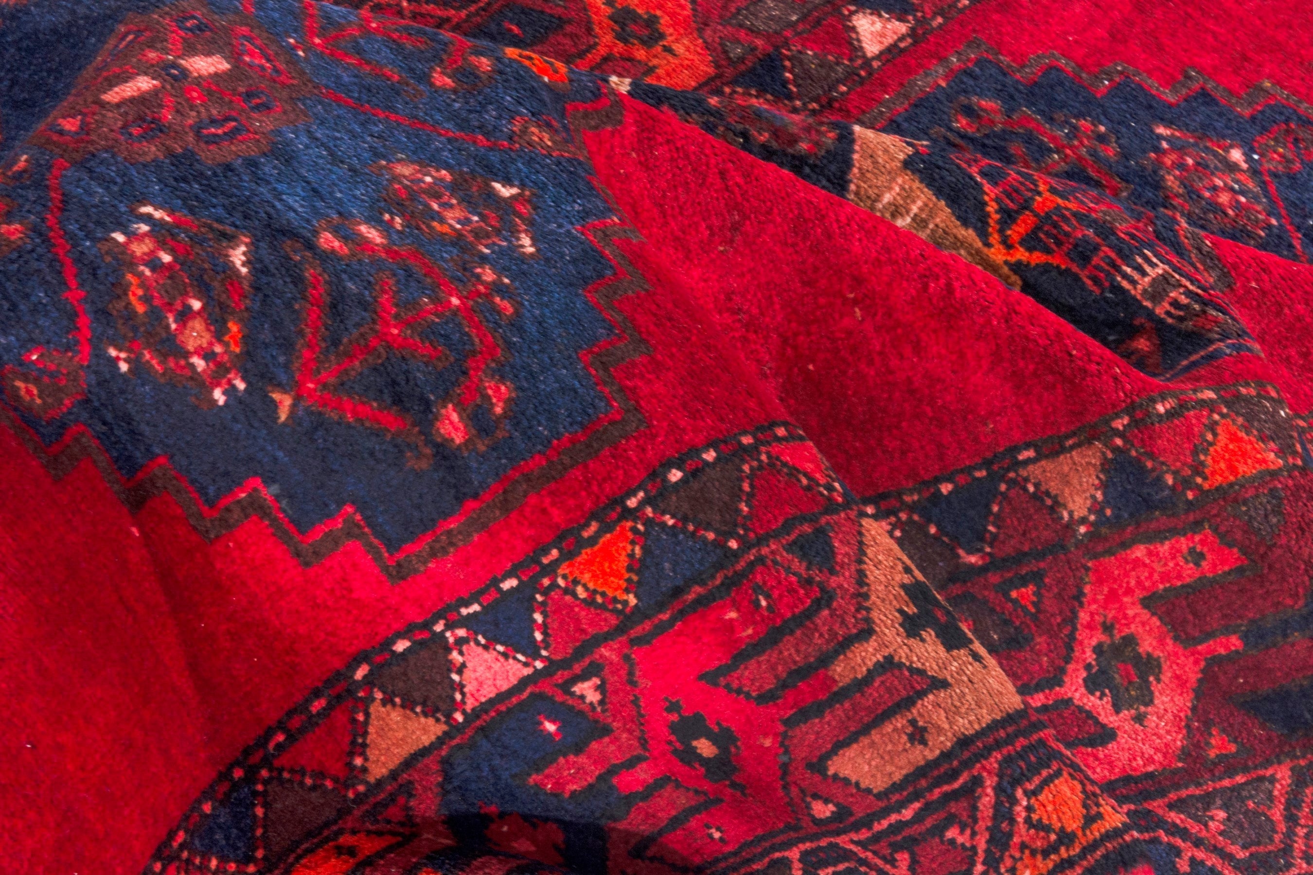 Persian Zanjan runner rug in deep red and deep indigo, view 17 of 22