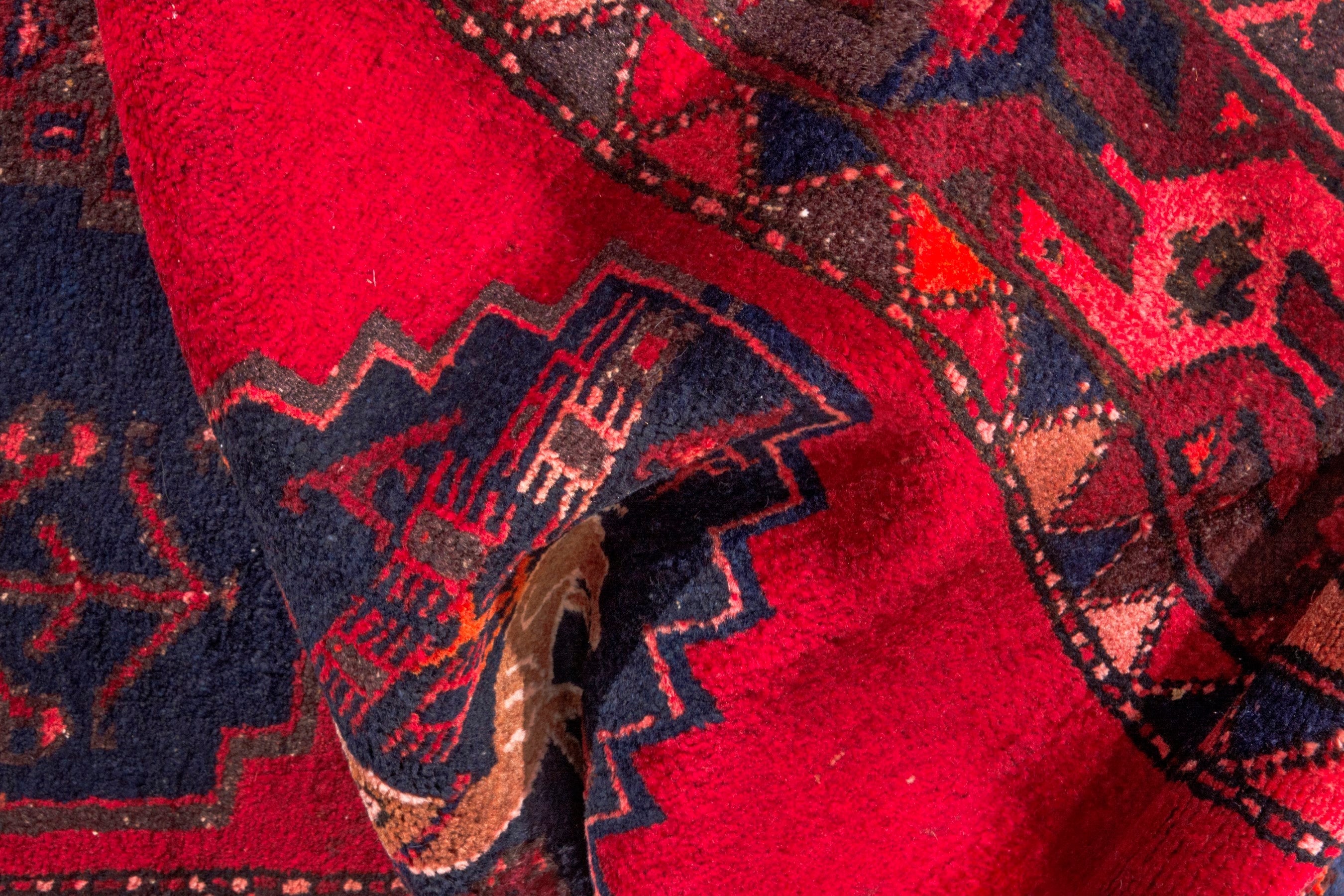 Persian Zanjan runner rug in deep red and deep indigo, view 19 of 22