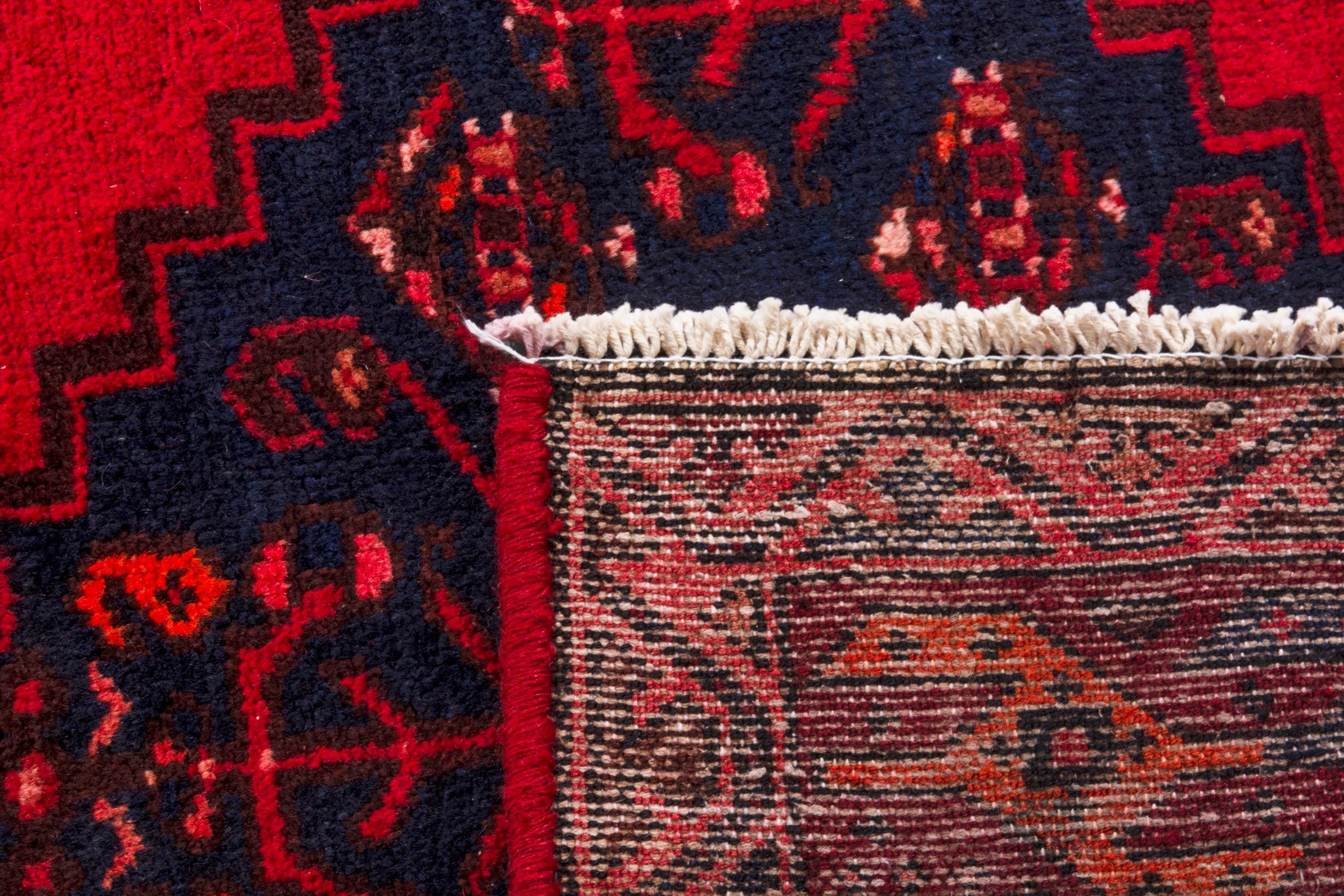 Persian Zanjan runner rug in deep red and deep indigo, view 22 of 22