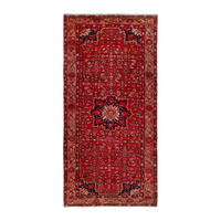 Persian Hossein Abad runner rug in deep red and terracotta, 4'4" x 9'8"